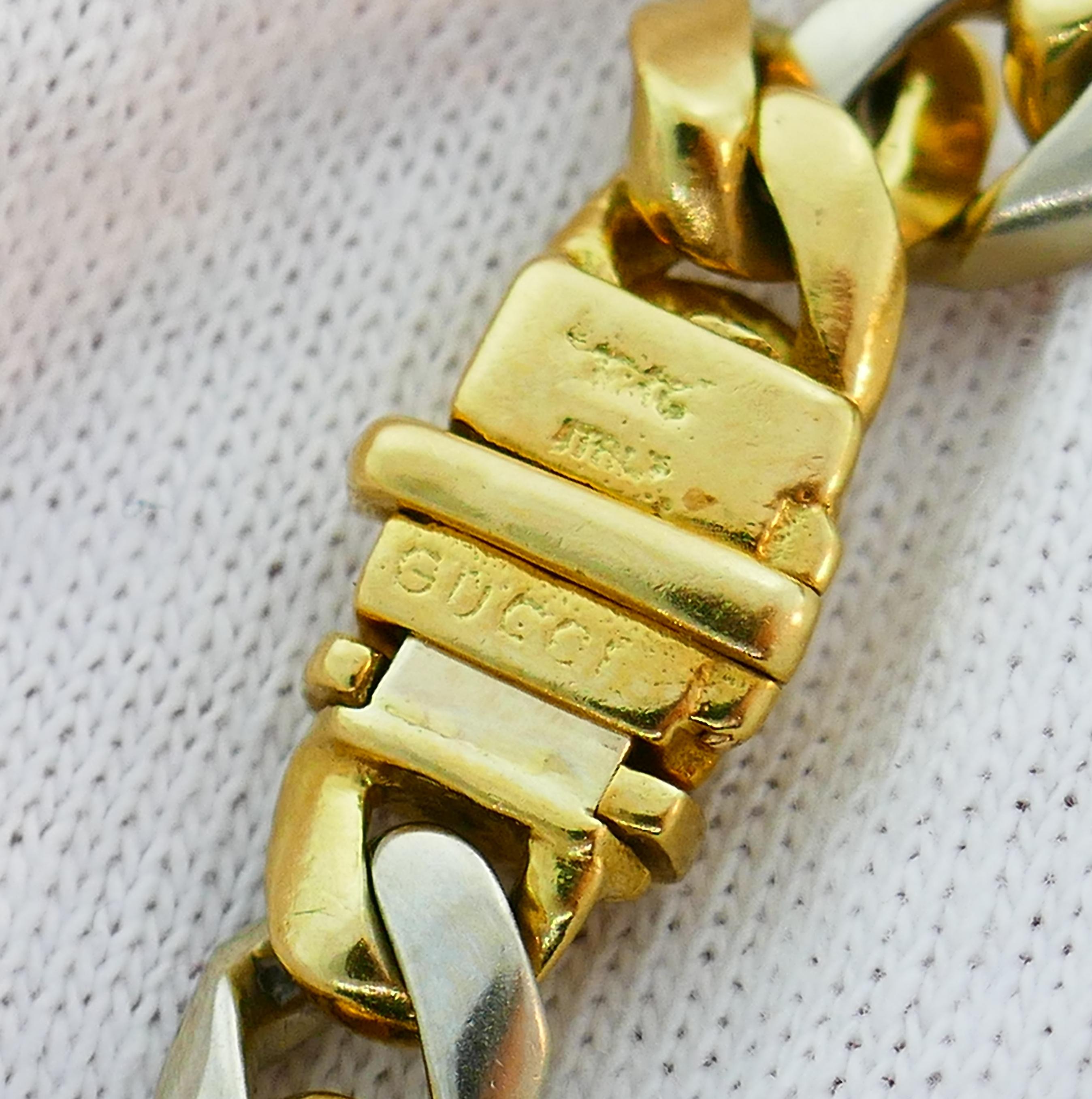 Gucci Diamond Yellow Gold Chain Link Bracelet, 1980s 2