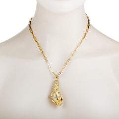 Gucci Diamond Yellow Gold Panther Pendant Necklace