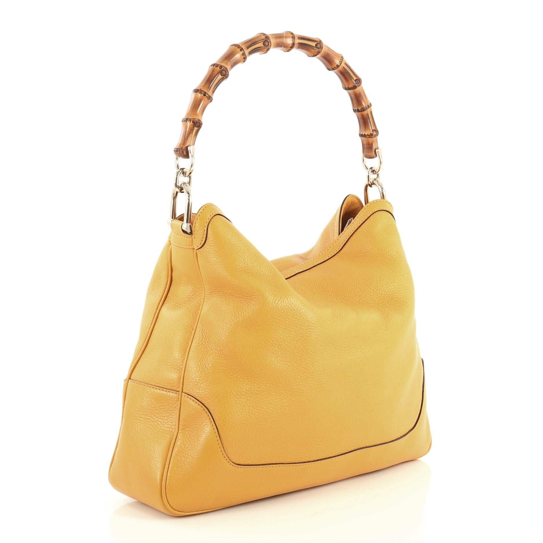Orange Gucci Diana Bamboo Shoulder Bag Leather Medium
