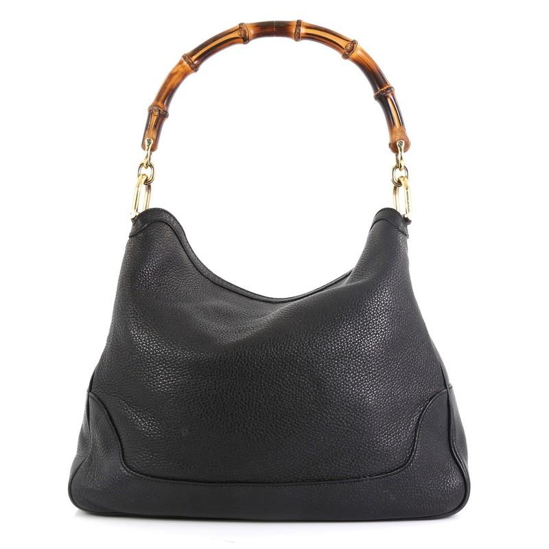 Black Gucci Diana Bamboo Shoulder Bag Leather Medium 