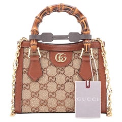 Gucci Diana Crystal Mini Tote Borsa Beige x Marrone