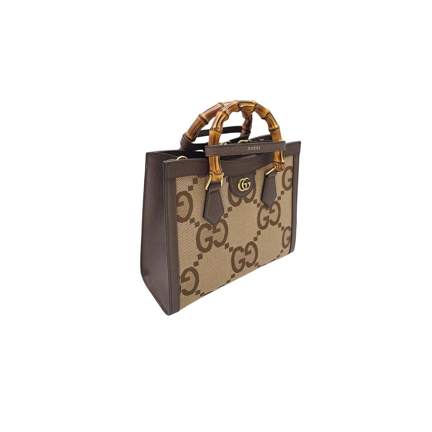 Brown Gucci Diana Jumbo GG Small Tote Bag