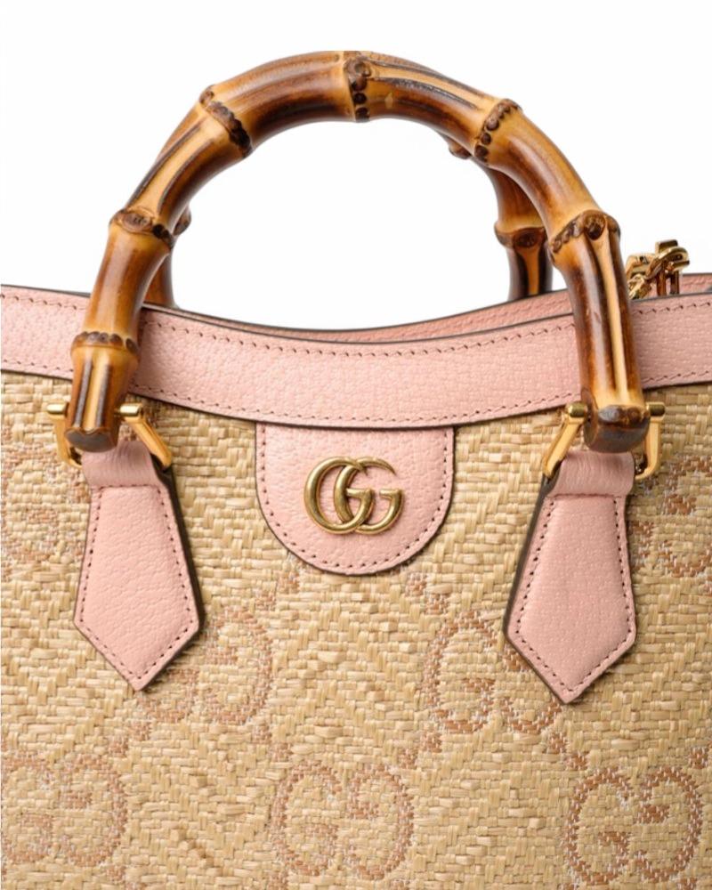 Gucci Diana Medium Raffia GG Jumbo Pink 8