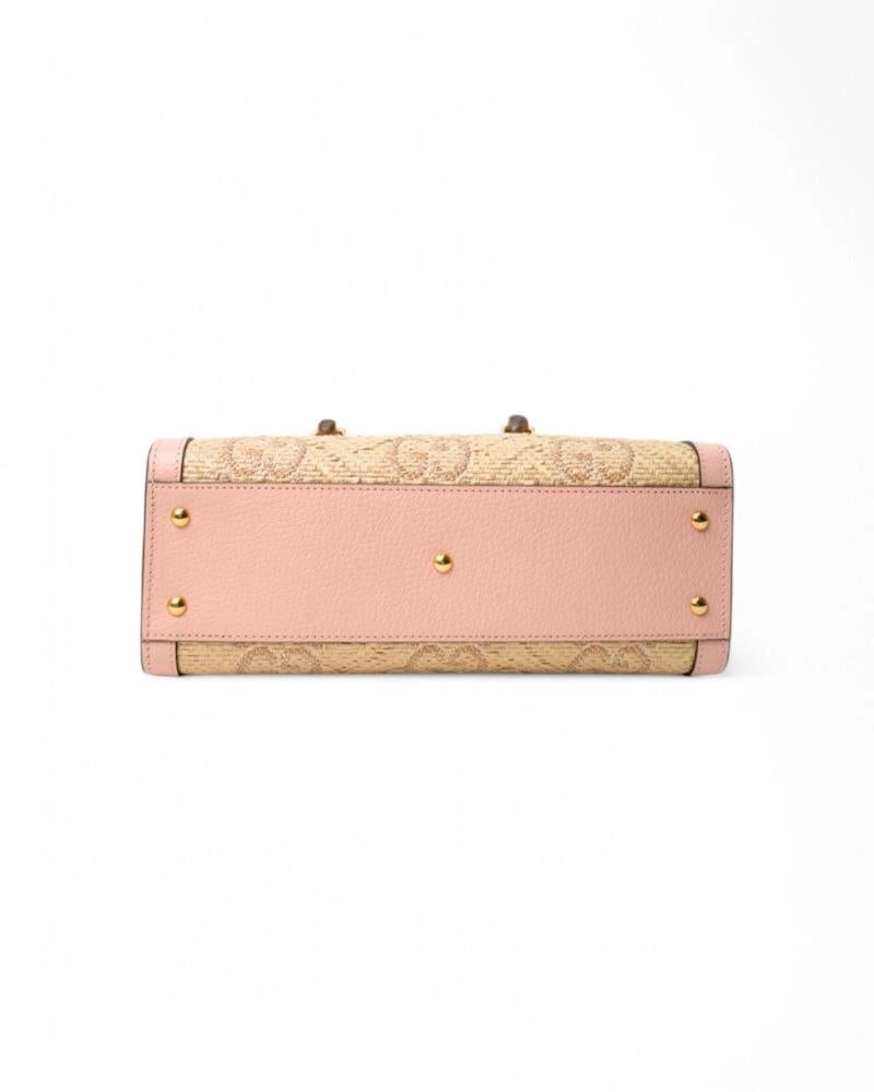 Gucci Diana Medium Raffia GG Jumbo Pink 2