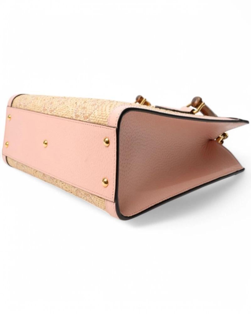 Gucci Diana Medium Raffia GG Jumbo Pink 4