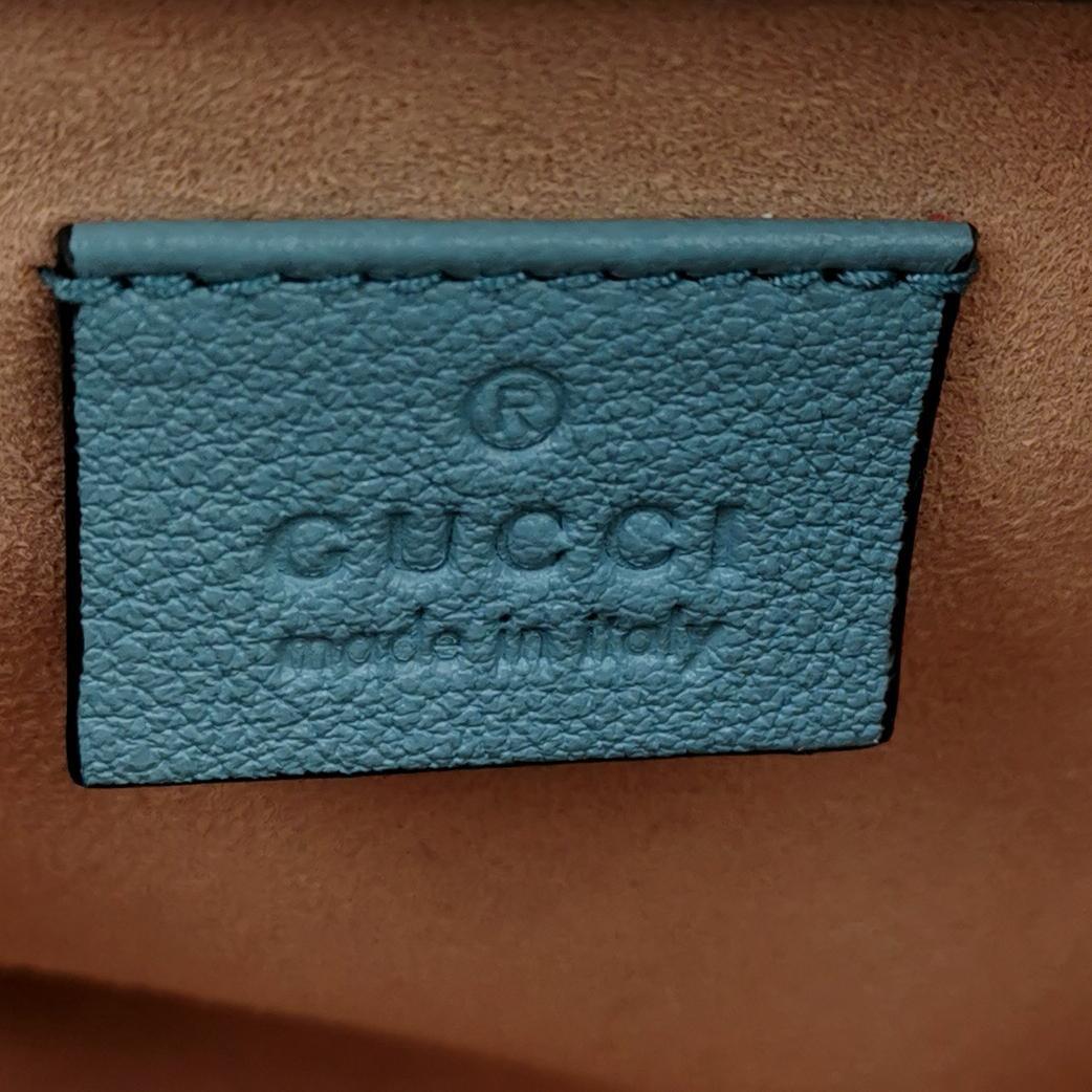 Gucci Diana Mini Blue Leather Bag Bamboo Handle with Strap For Sale 5