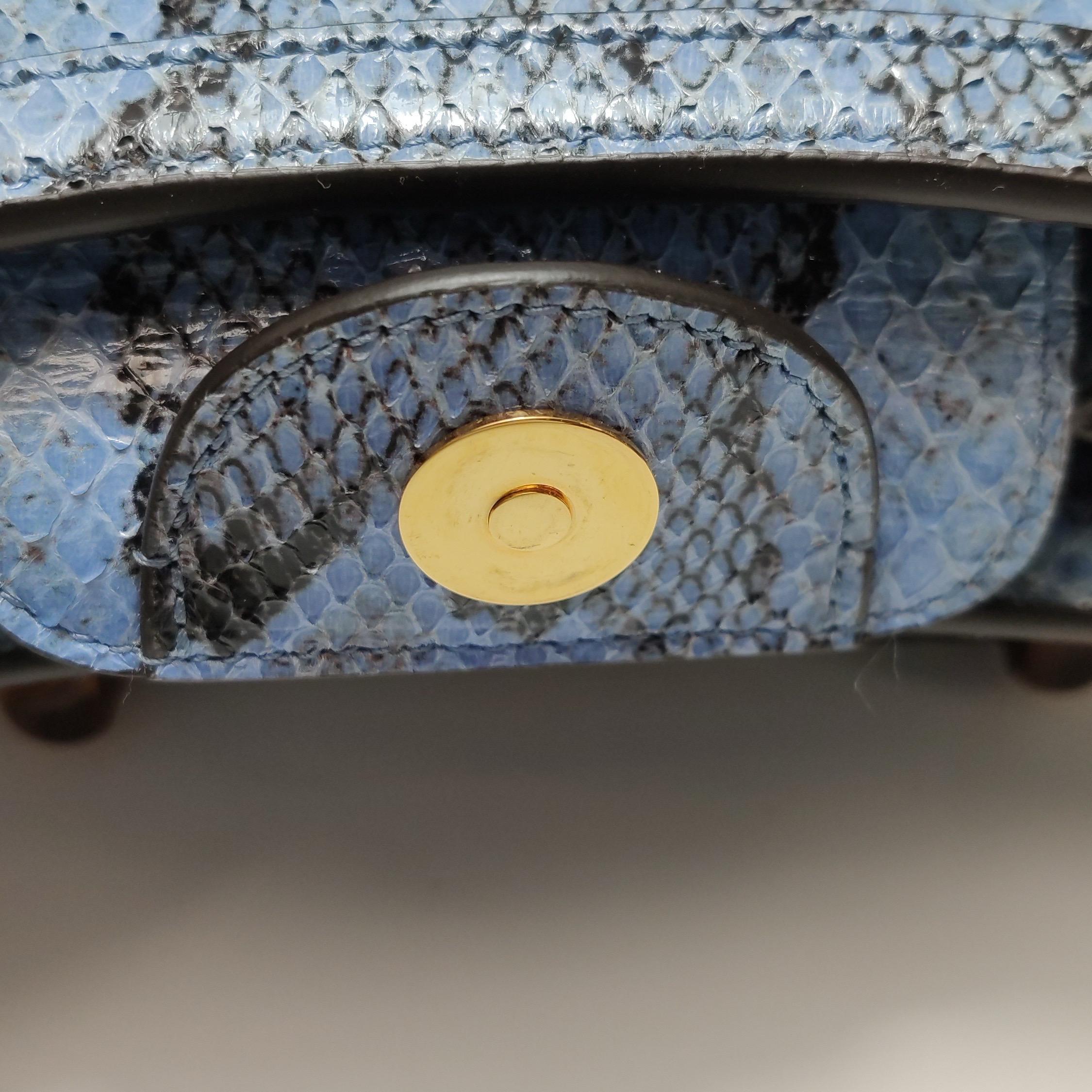 Gucci Diana Mini Blue Leather Bag Bamboo Handle with Strap For Sale 9
