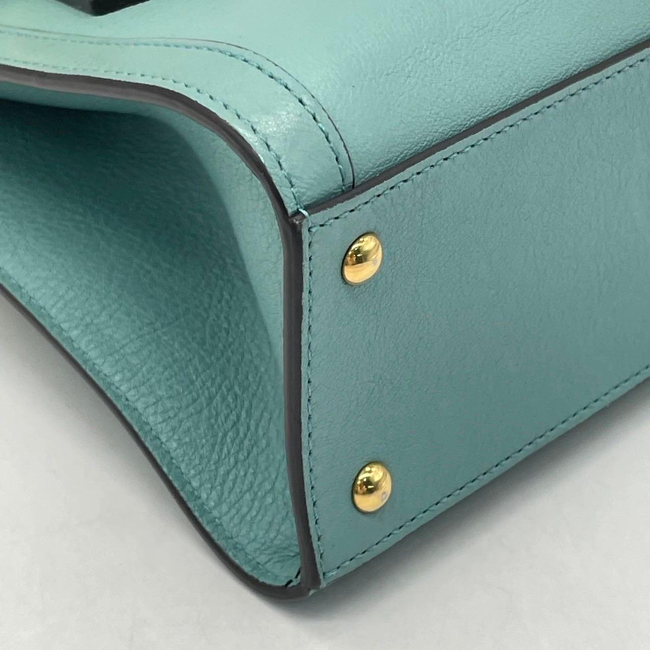 Gucci Diana Mini Blue Leather Bag Bamboo Handle with Strap en vente 9