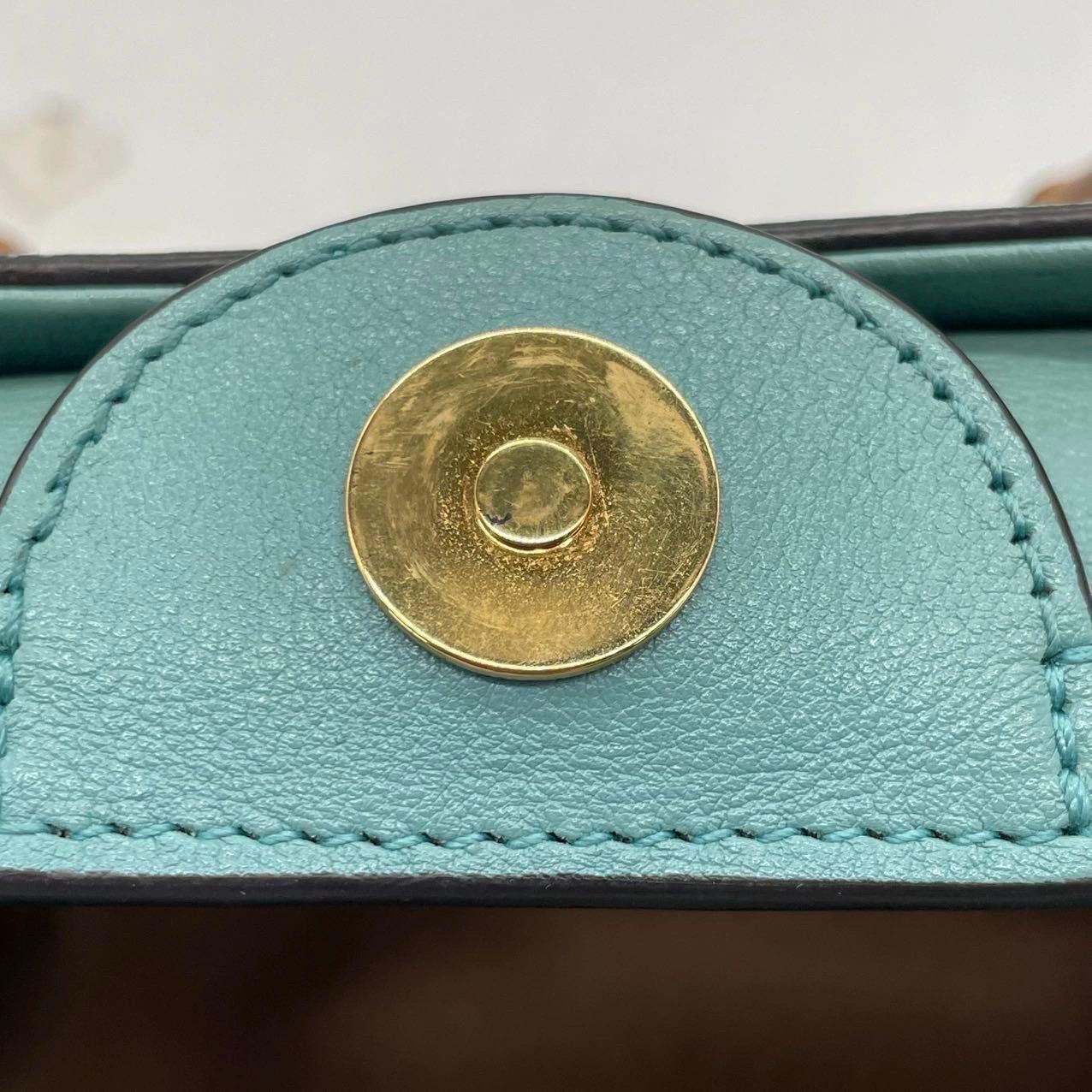 Gucci Diana Mini Blue Leather Bag Bamboo Handle with Strap en vente 11