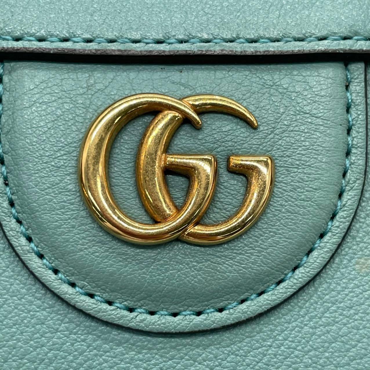 Gucci Diana Mini Blue Leather Bag Bamboo Handle with Strap en vente 4
