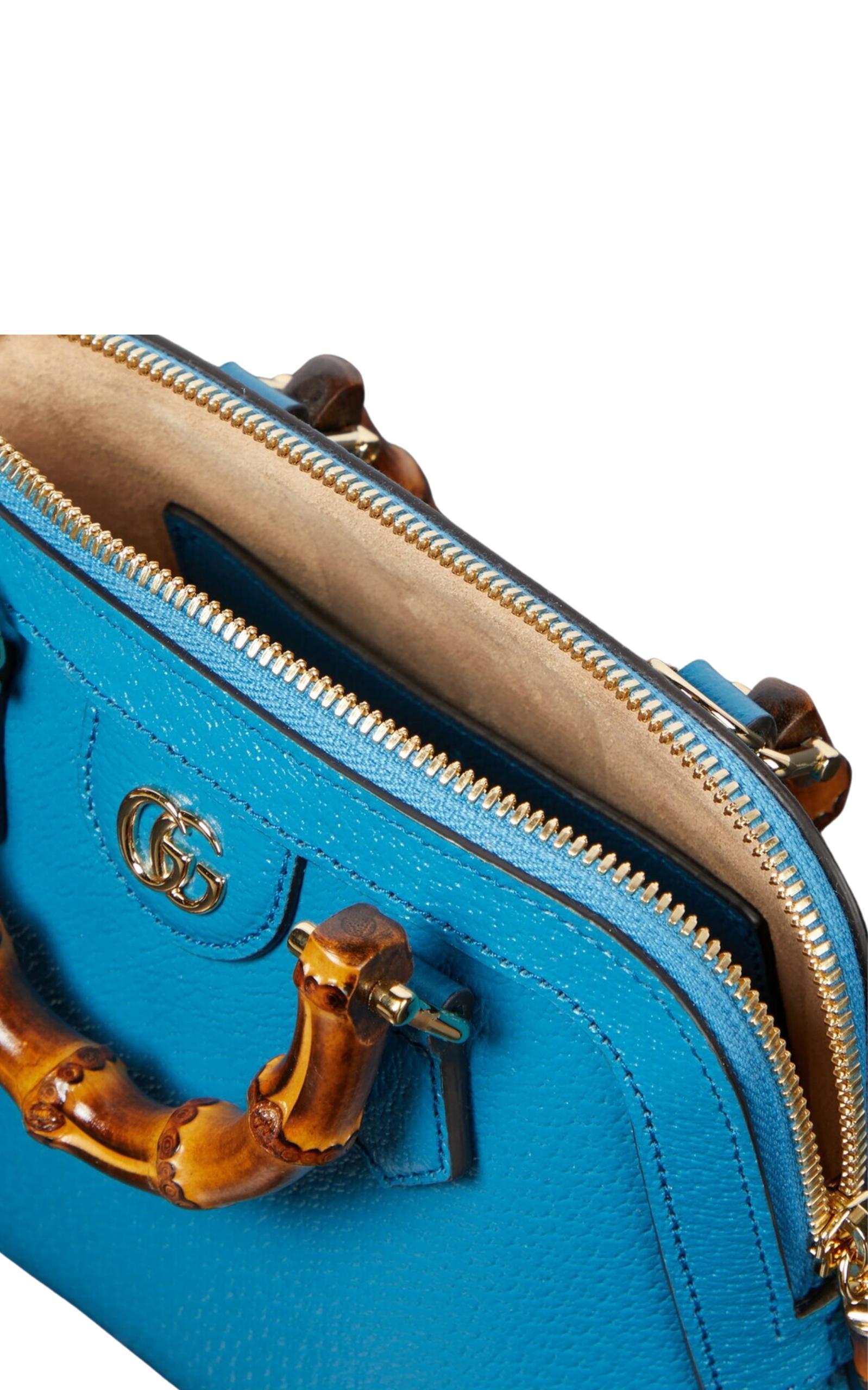 Gucci Diana Mini Blue Leather Tote Bag For Sale 1