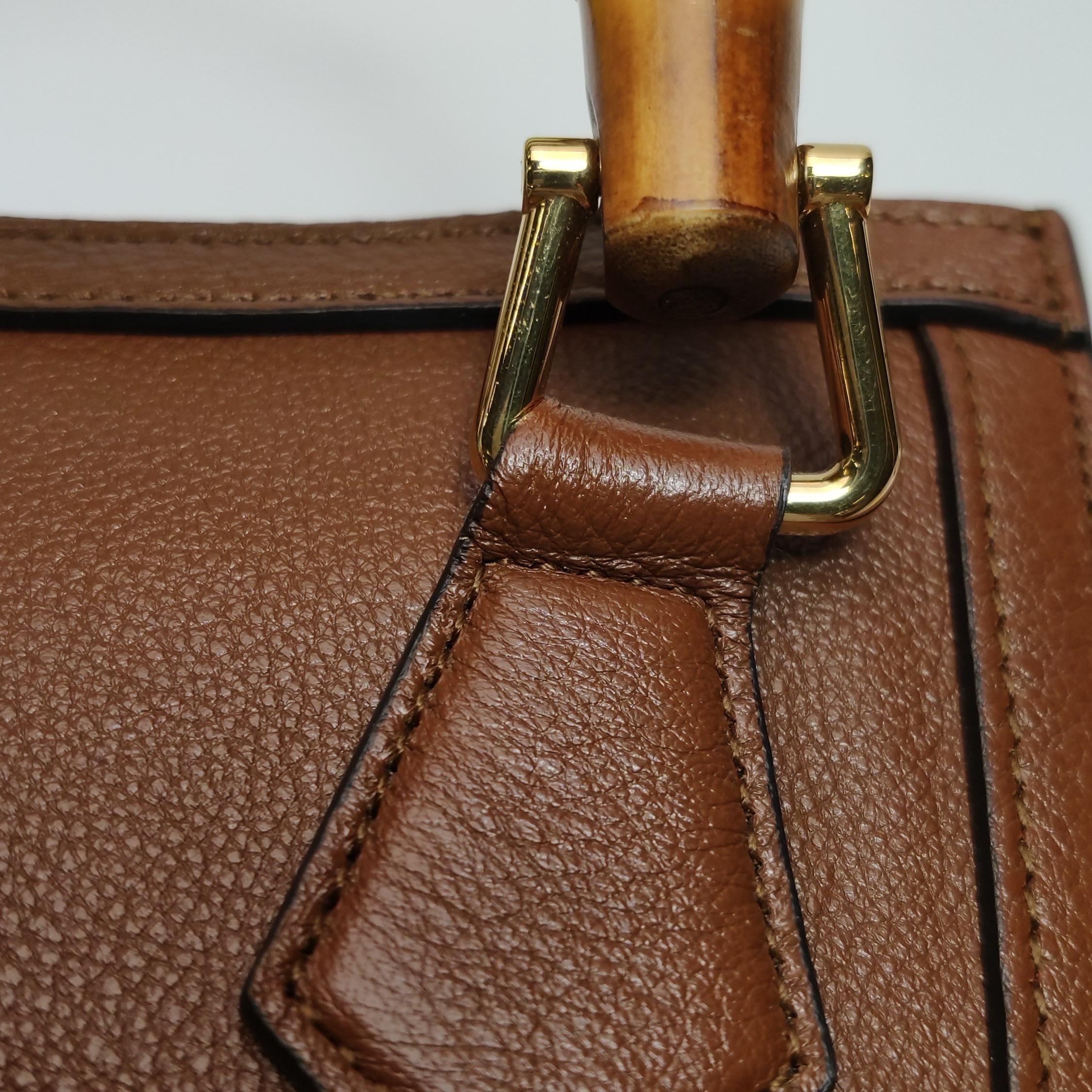 Gucci Diana Mini Brown Leather Bag Bamboo Handle with Strap For Sale 7