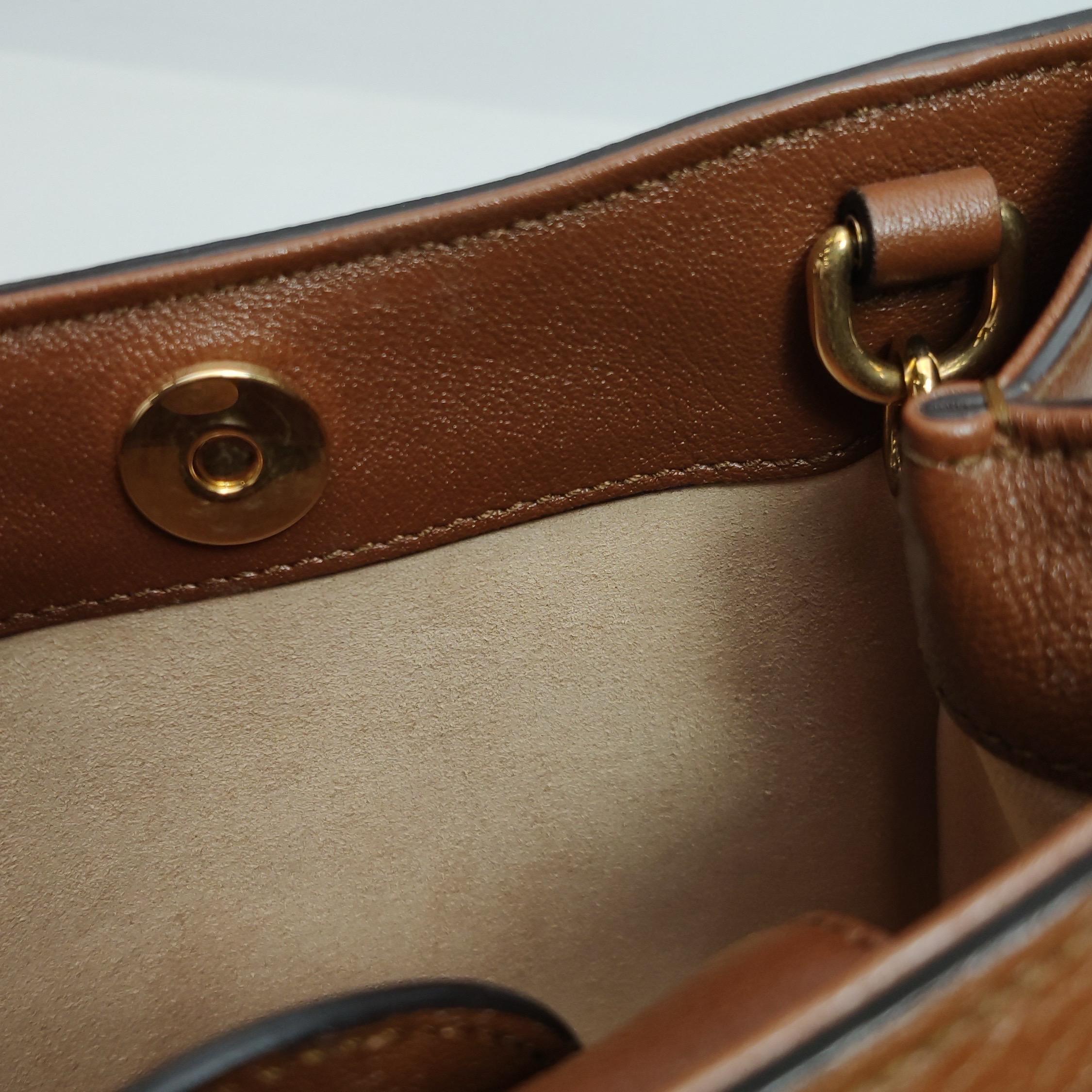 Gucci Diana Mini Brown Leather Bag Bamboo Handle with Strap For Sale 5