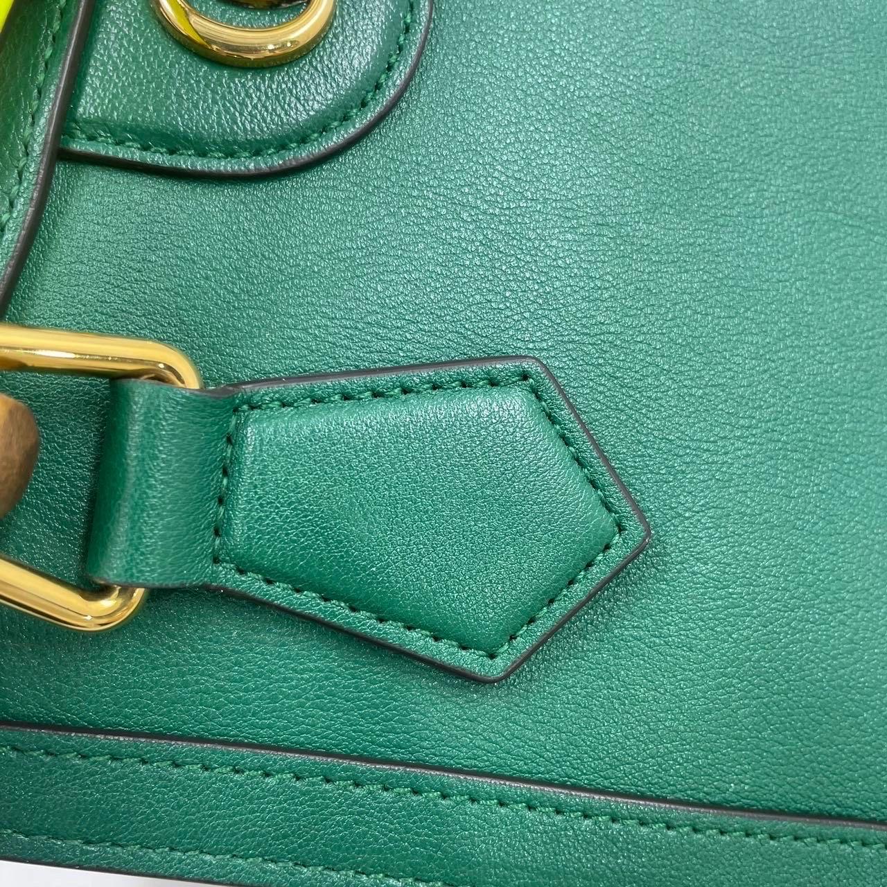Gucci Diana Mini Green Leather Bag Bamboo Handle with Strap 7