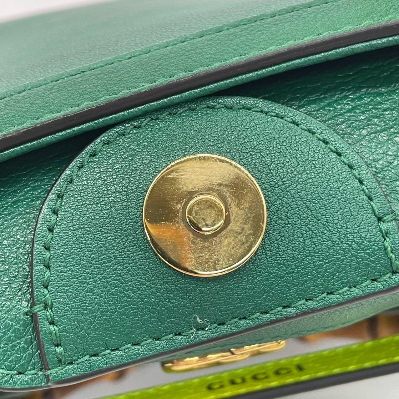 Gucci Diana Mini Bolso de Piel Verde Asa de Bambú con Correa en venta 8