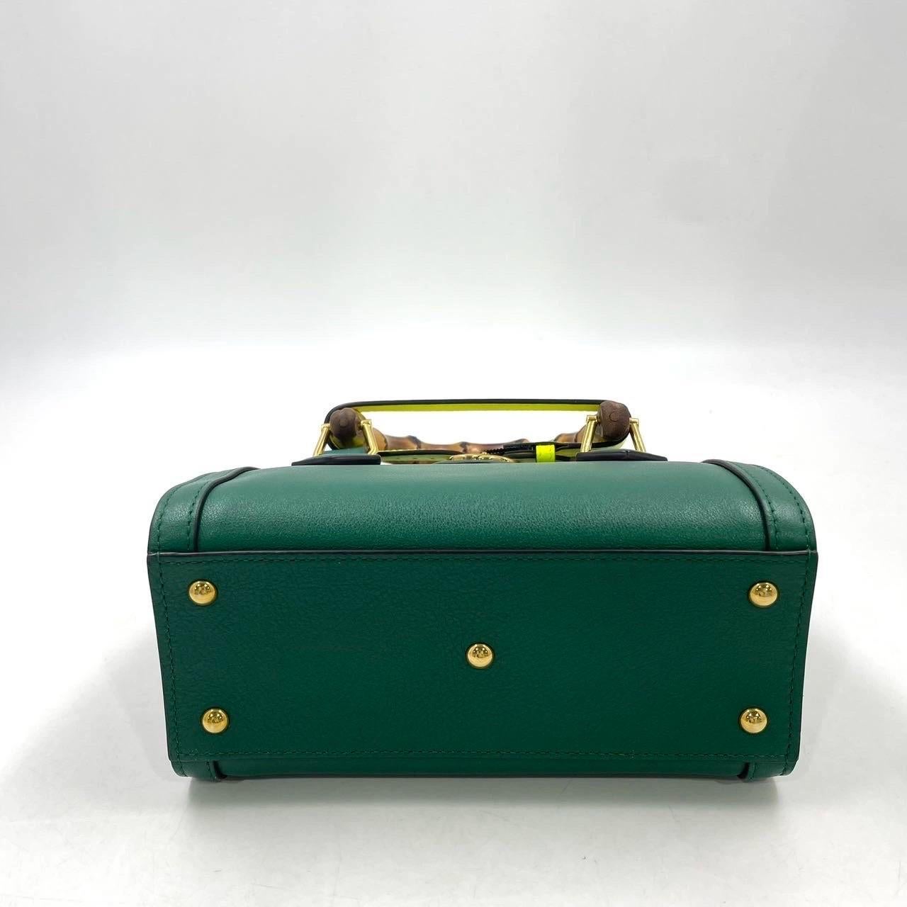 Gucci Diana Mini Green Leather Bag Bamboo Handle with Strap 15