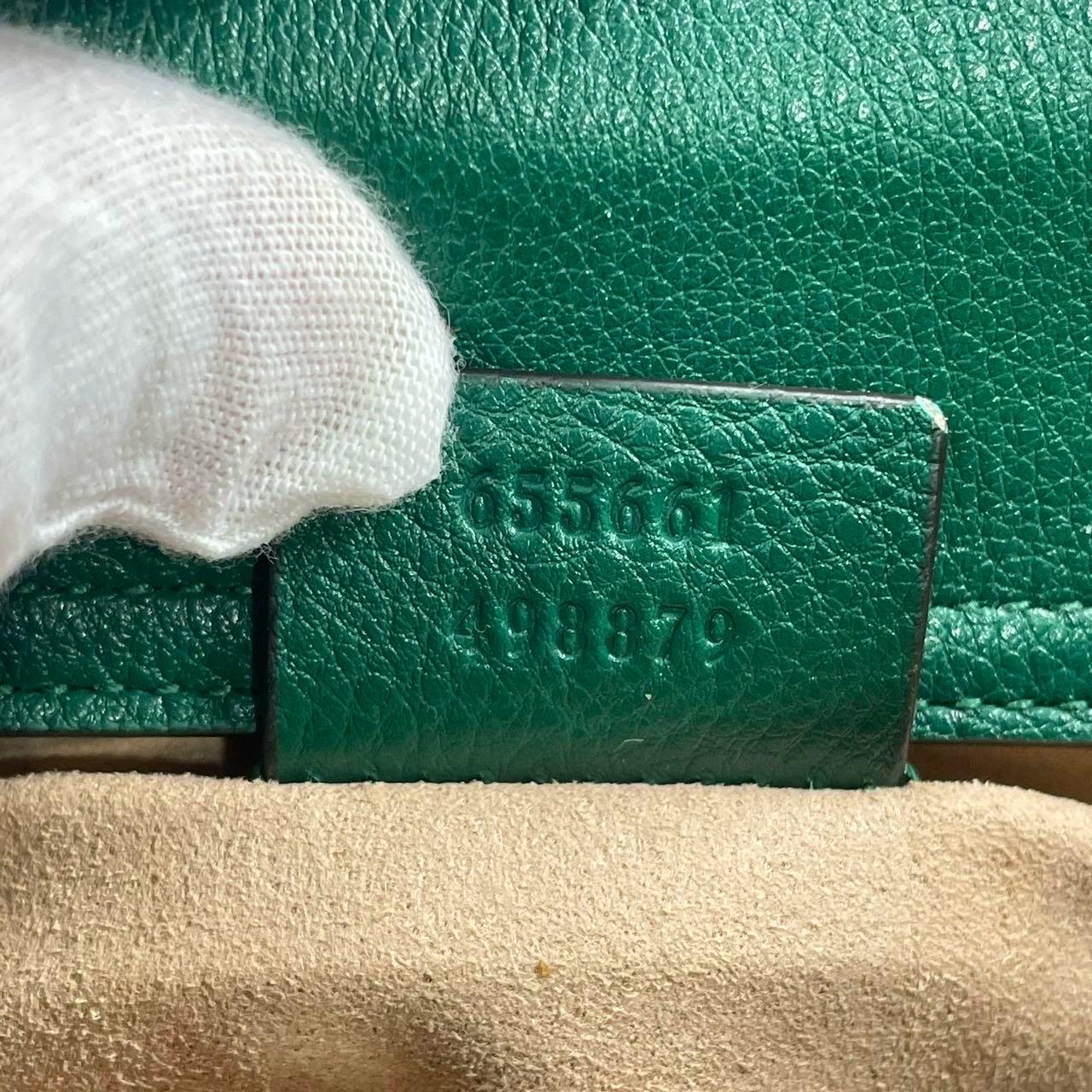 Gucci Diana Mini Green Leather Bag Bamboo Handle with Strap 4