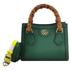 Gucci Diana Mini Green Leather Bag Bamboo Handle with Strap