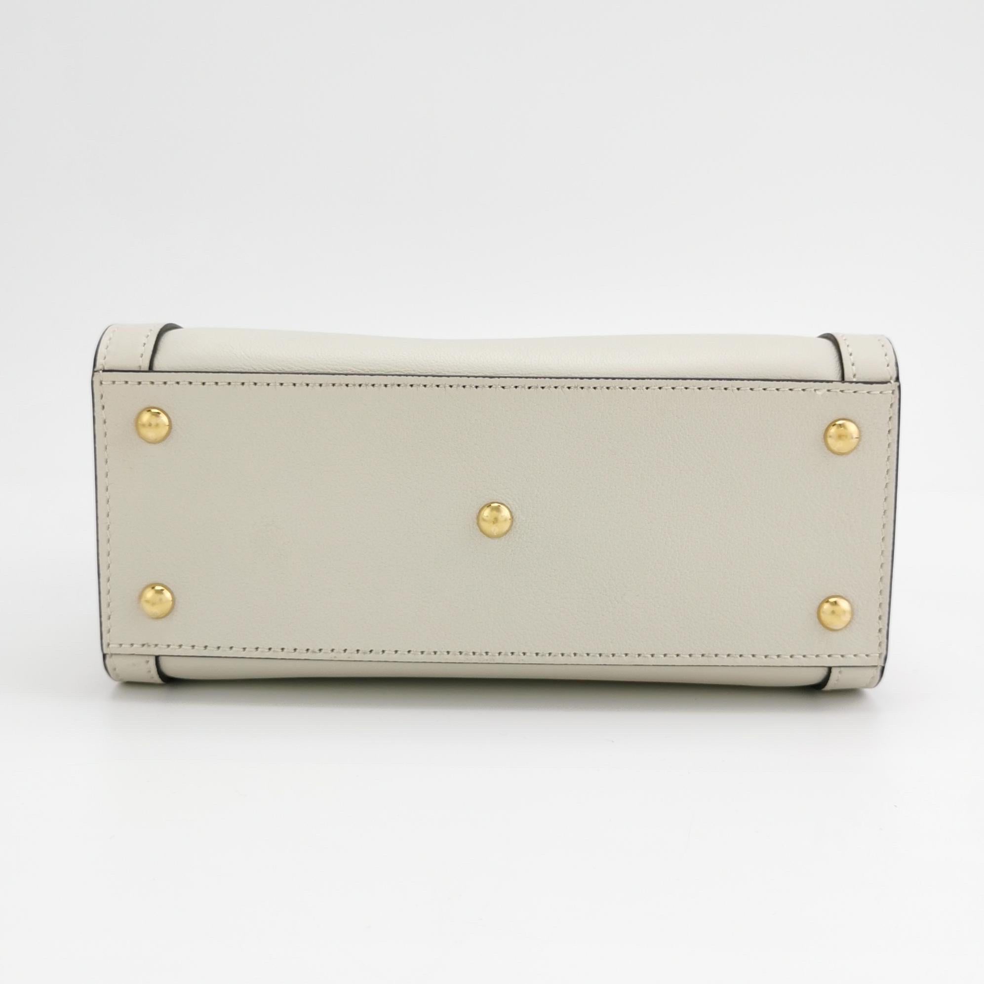 Women's Gucci Diana Mini White Leather Bag Bamboo Handle with Strap