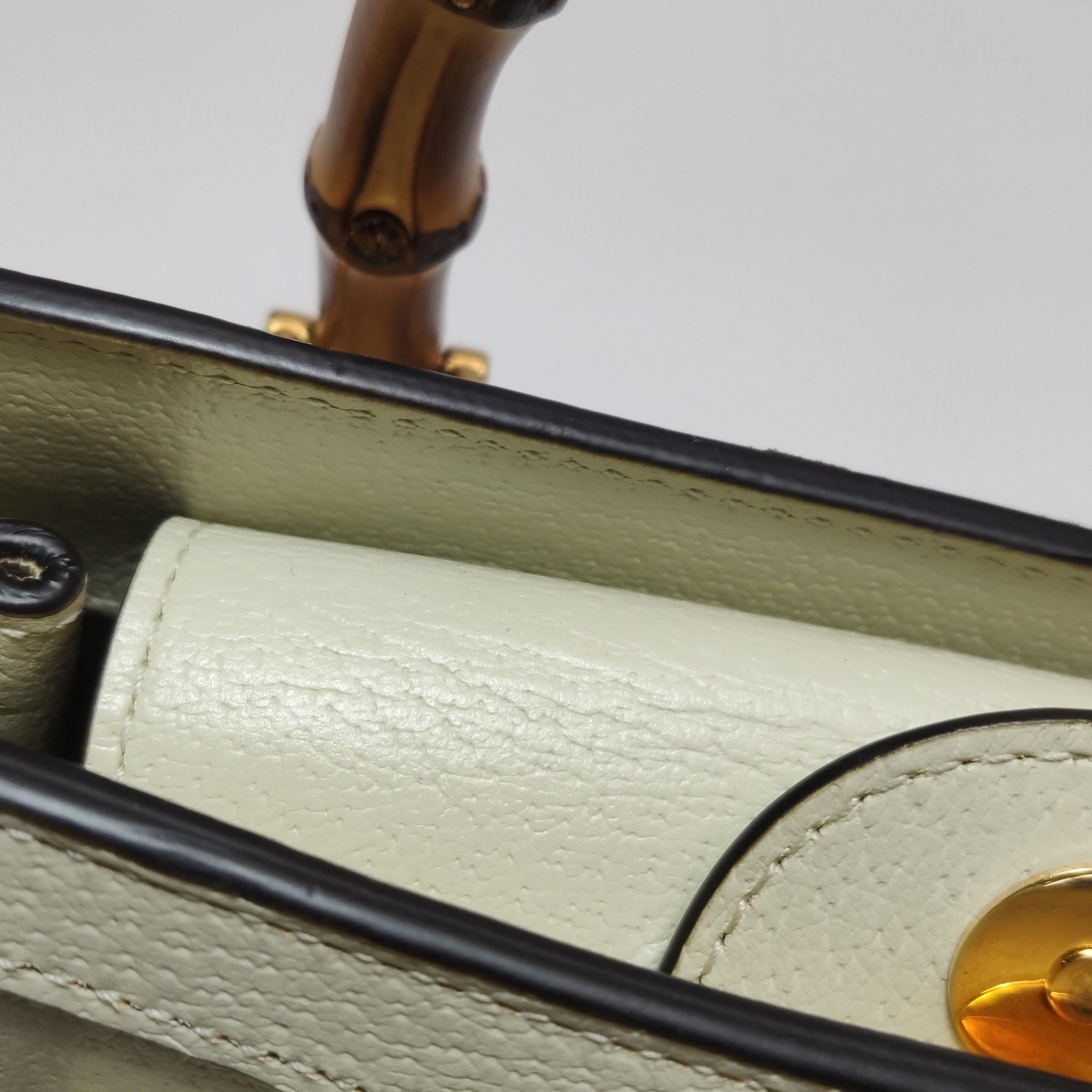 Gucci Diana Small East West Cream White Leather Bag Bamboo Handle with Strap en venta 7