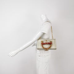 Gucci Diana Small East West Cream White Leather Bag Bamboo Handle with Strap