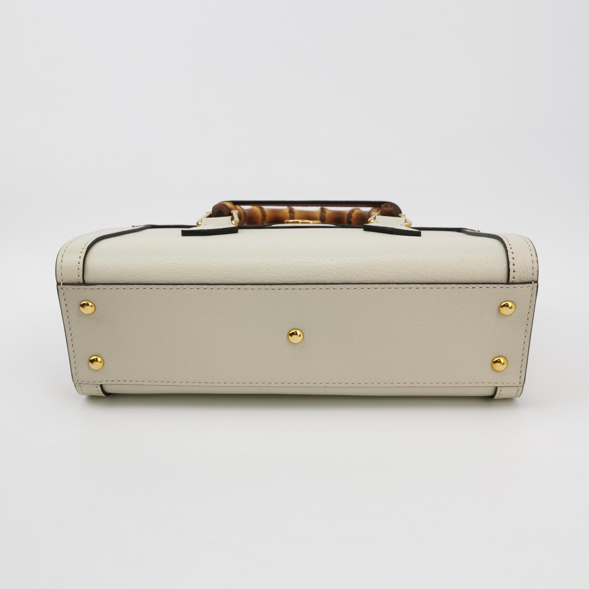 Gucci Diana Small East West Cream White Leather Bag Bamboo Handle with Strap en Excelente estado para la venta en AUBERVILLIERS, FR