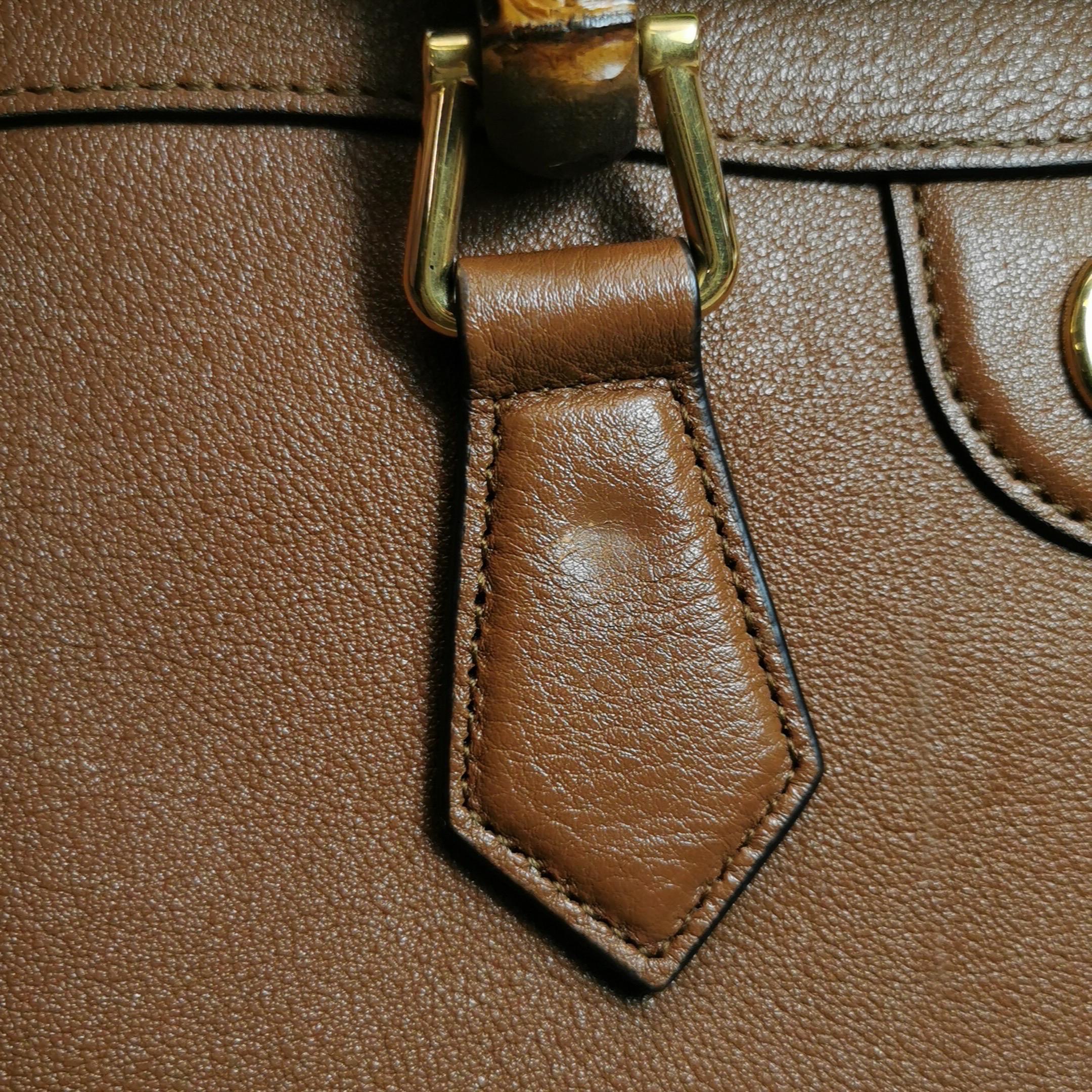 Gucci Diana Small Tan Brown Calfskin Leather Bamboo Top Handles Crossbody Bag For Sale 10