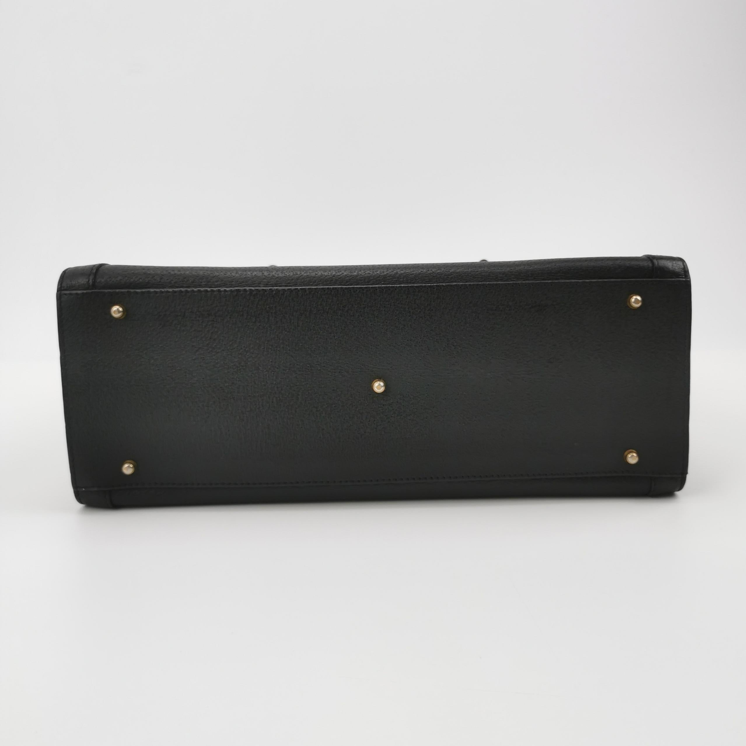 Gucci Diana Vintage Large Black Leather Bamboo Top Handles Tote For Sale 2