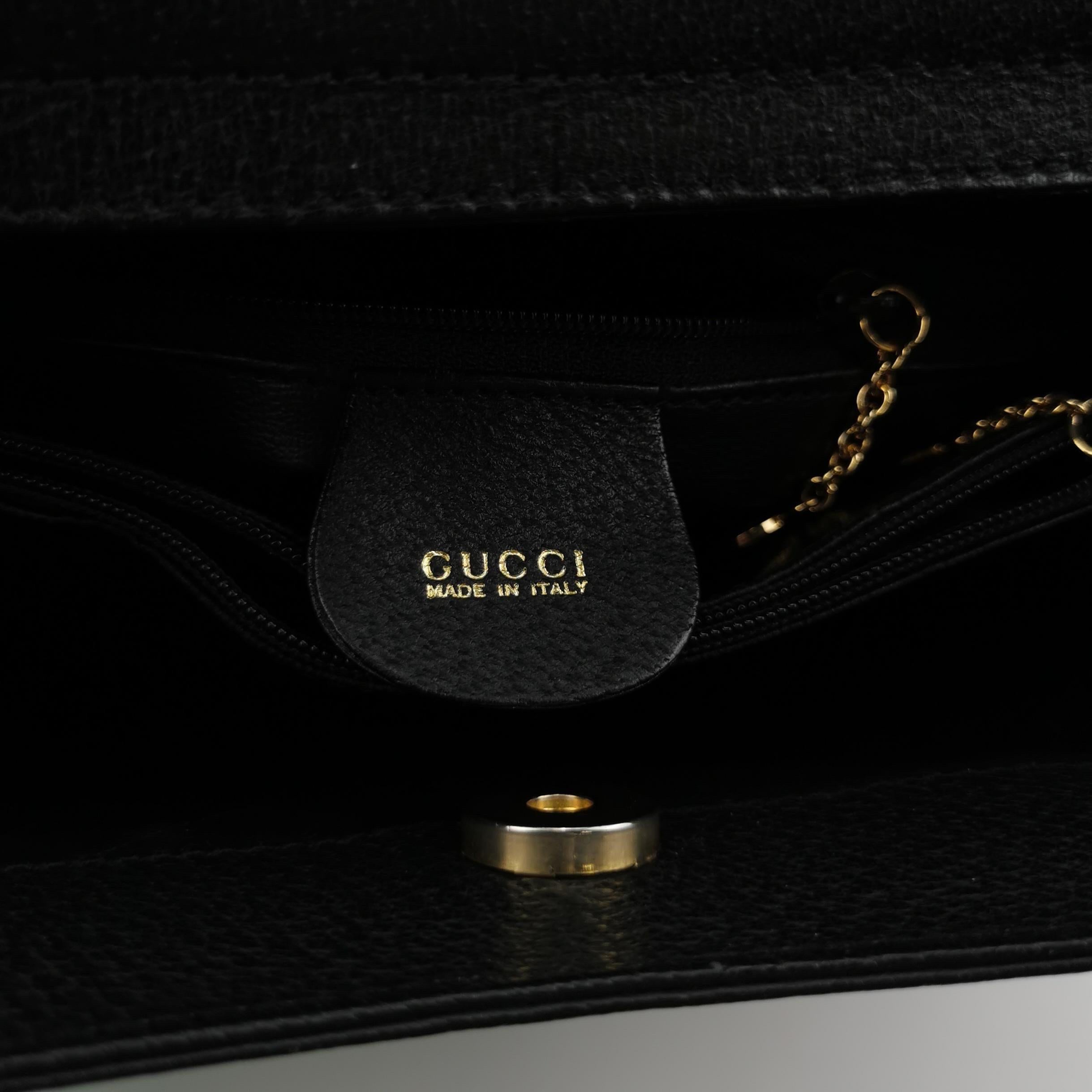 Gucci Diana Vintage Large Black Leather Bamboo Top Handles Tote For Sale 5