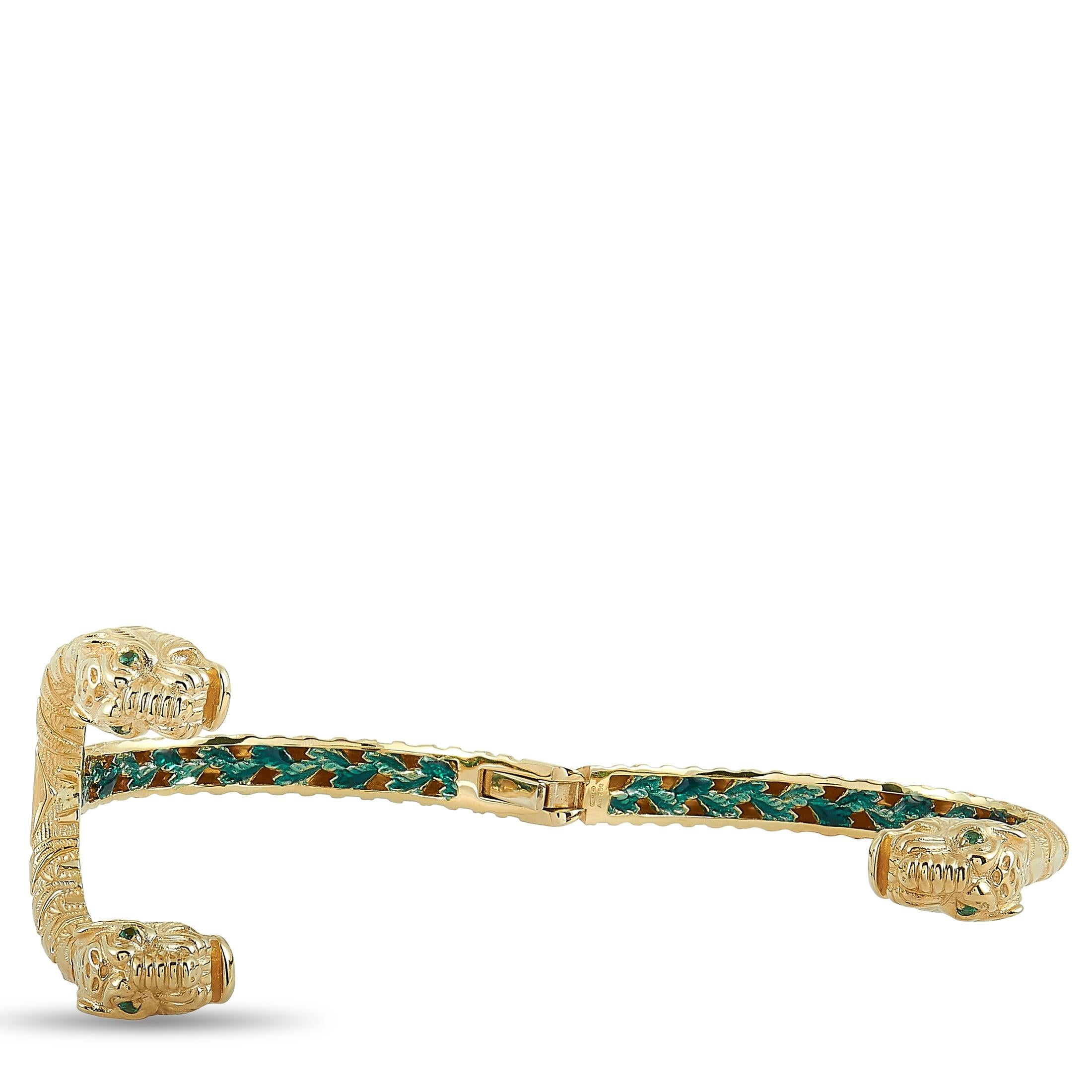 Gucci Dionysus 18 Karat Yellow Gold and Tsavorite Bracelet In New Condition In Southampton, PA