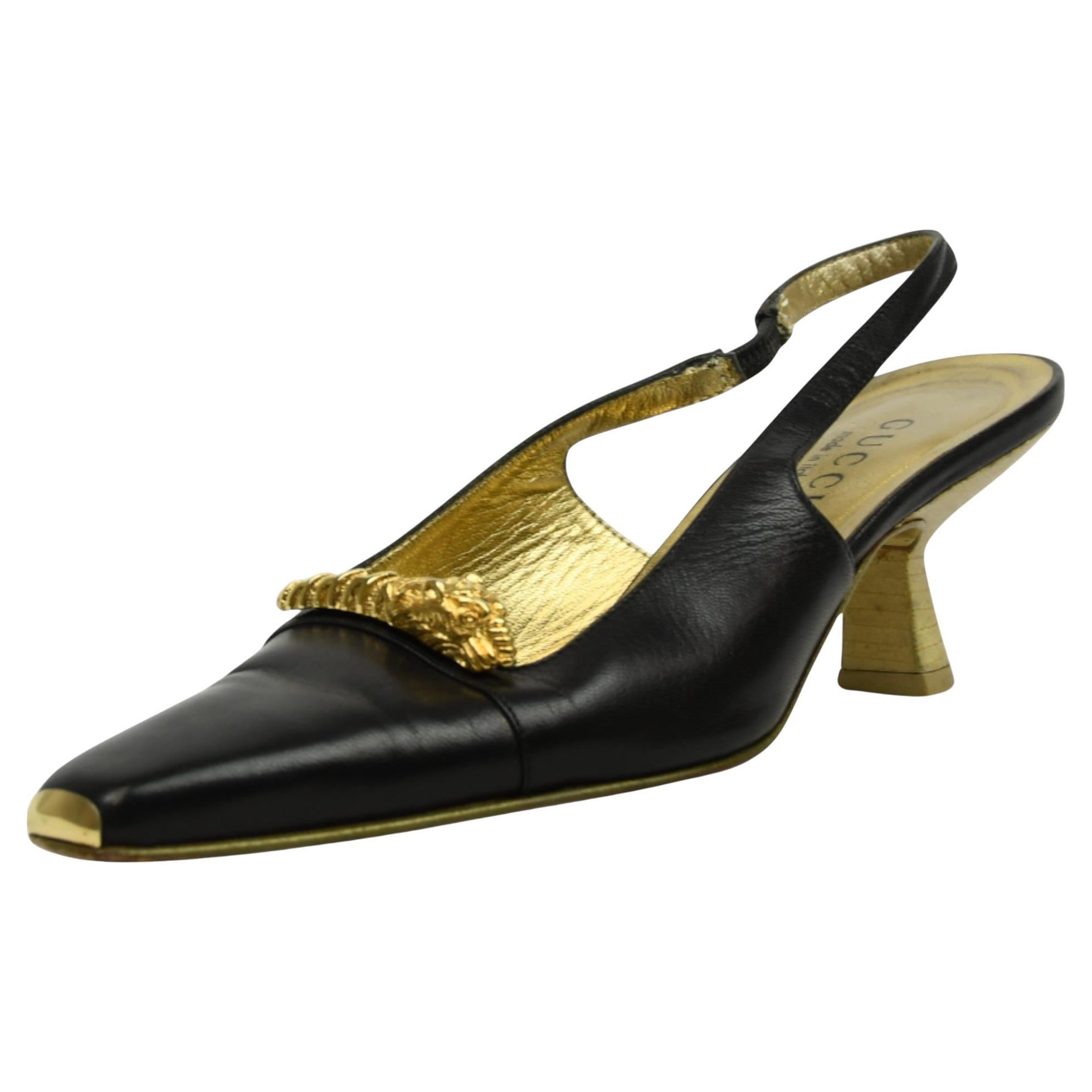 Gucci: tacchi a spillo in pelle con accenti Dionysus  Taglia 6 US in vendita