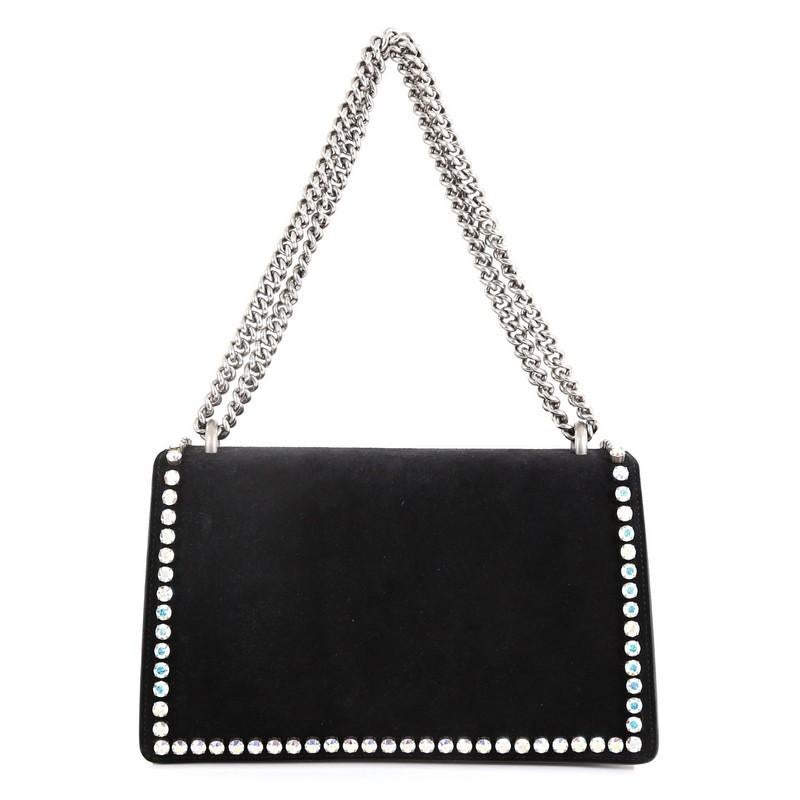 Black Gucci Dionysus Bag Crystal Embellished Suede Small