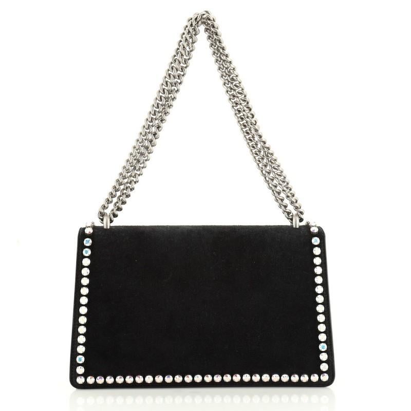 Black Gucci Dionysus Bag Crystal Embellished Suede Small
