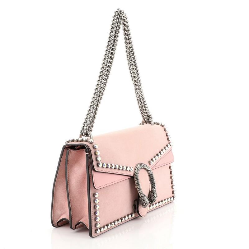Beige Gucci Dionysus Bag Crystal Embellished Suede Small