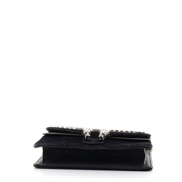 GUCCI Dionysus Mini Swarovski Crystal bag Black Leather ref.320391