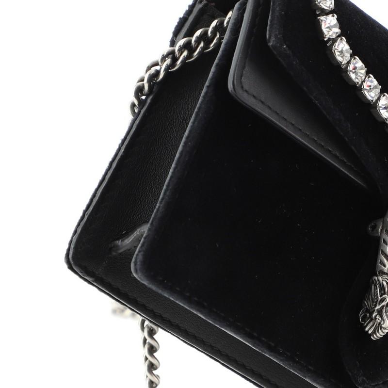 Black Gucci Dionysus Bag Crystal Embellished Velvet Super Mini