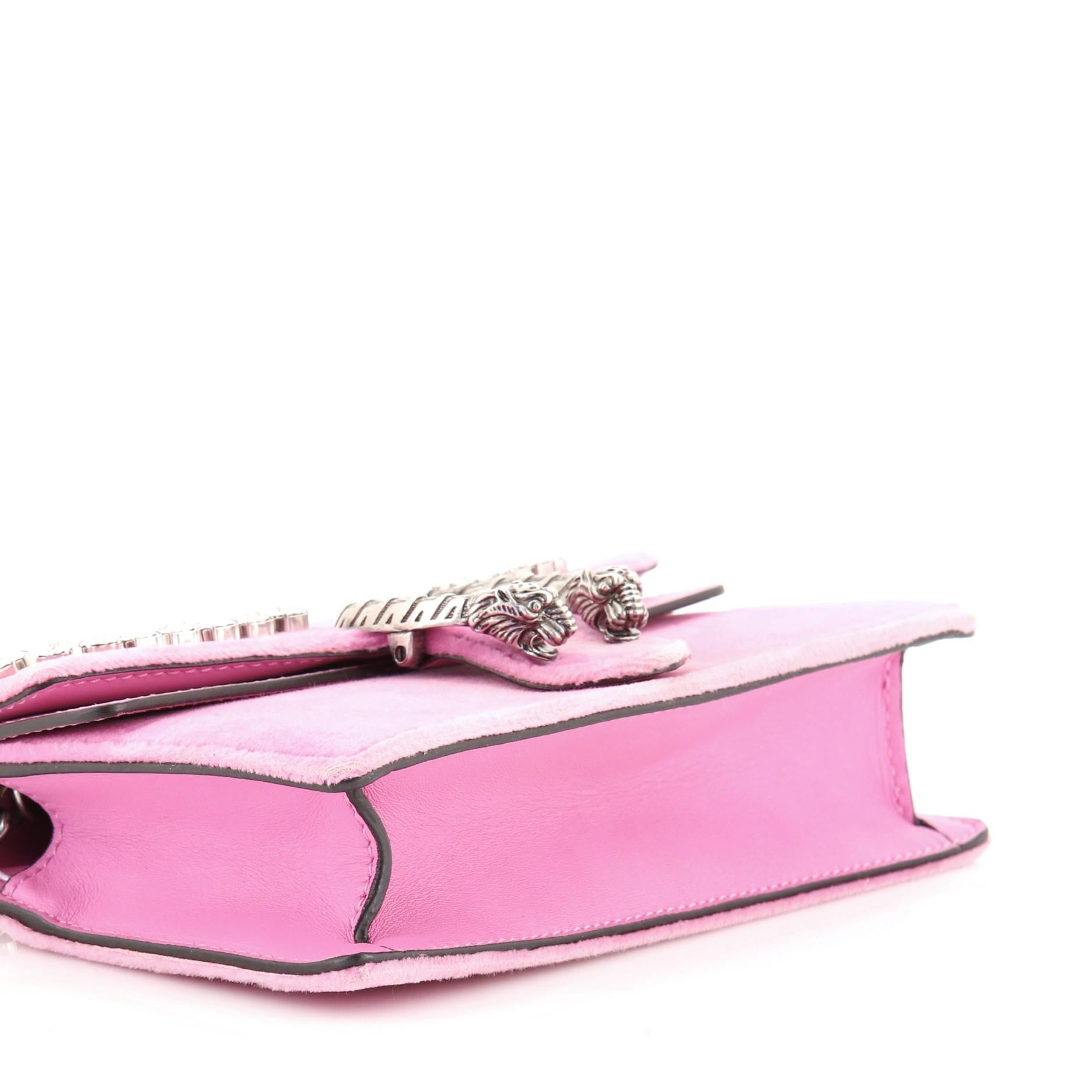 Pink Gucci Dionysus Bag Crystal Embellished Velvet Super Mini