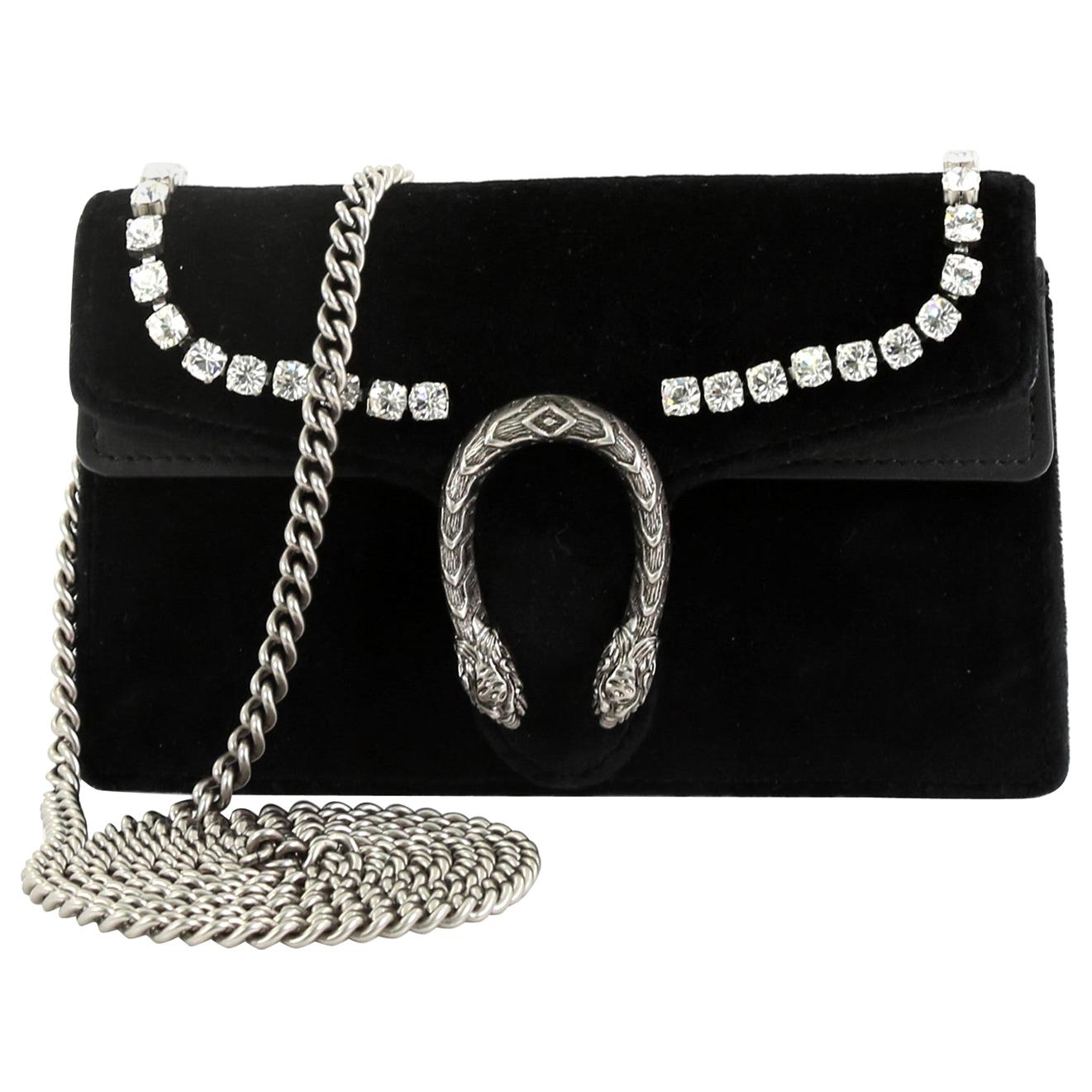 Gucci Dionysus Bag Crystal Embellished Velvet Super Mini