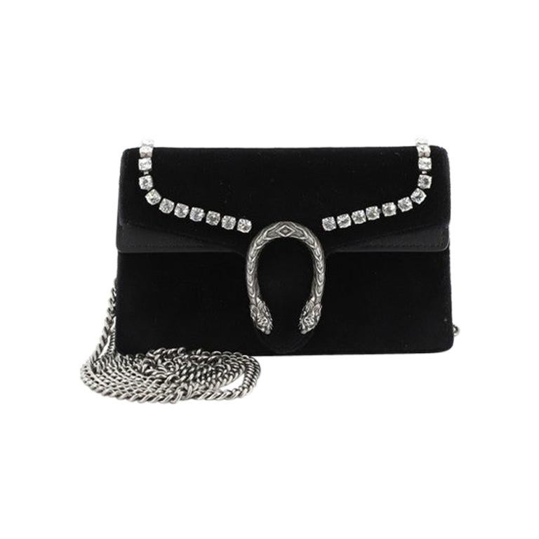 Dionysus super mini velvet crossbody bag Gucci Black in Velvet - 29229074