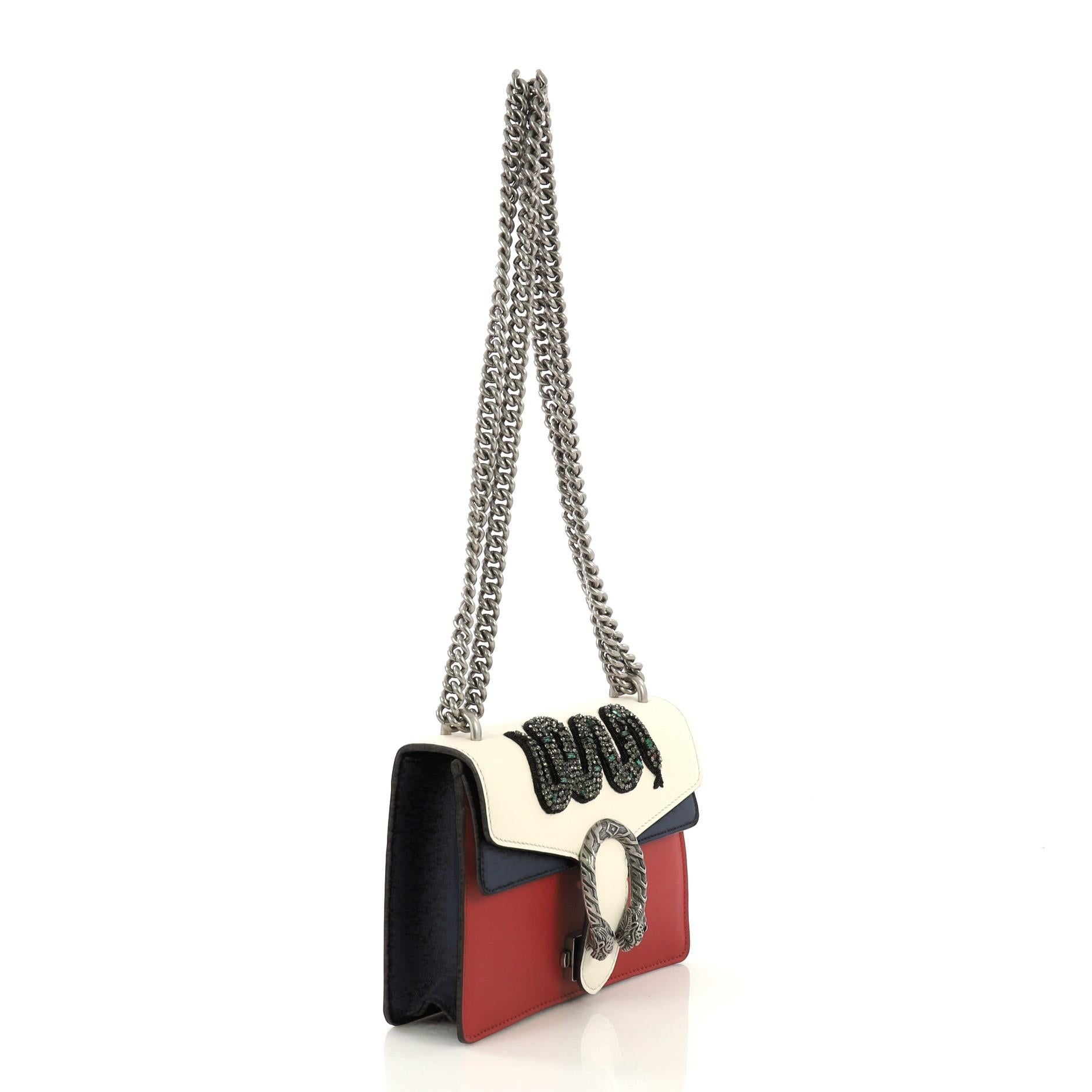 Gray Gucci Dionysus Bag Embellished Leather Mini