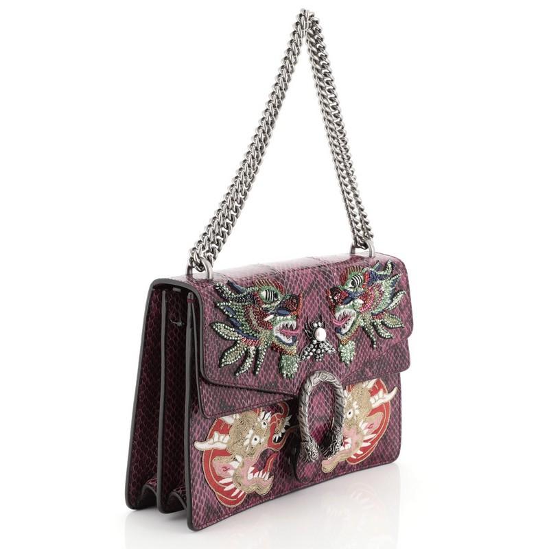 Black Gucci Dionysus Bag Embellished Python Medium