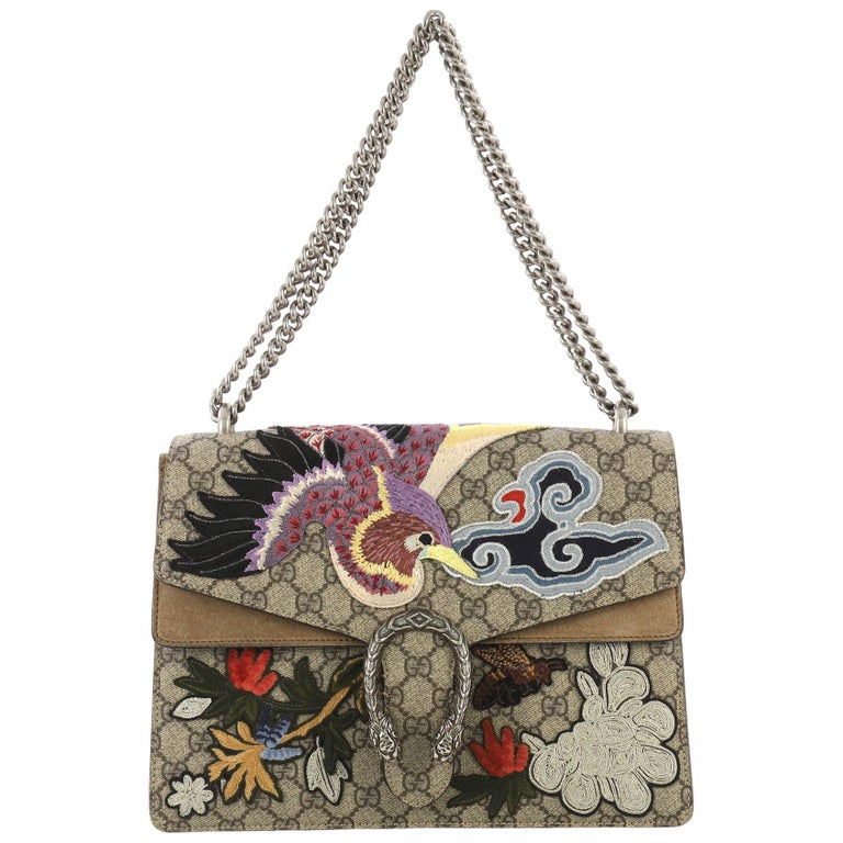 Gucci Dionysus Bag Embroidered GG Coated Canvas Medium For Sale at 1stdibs