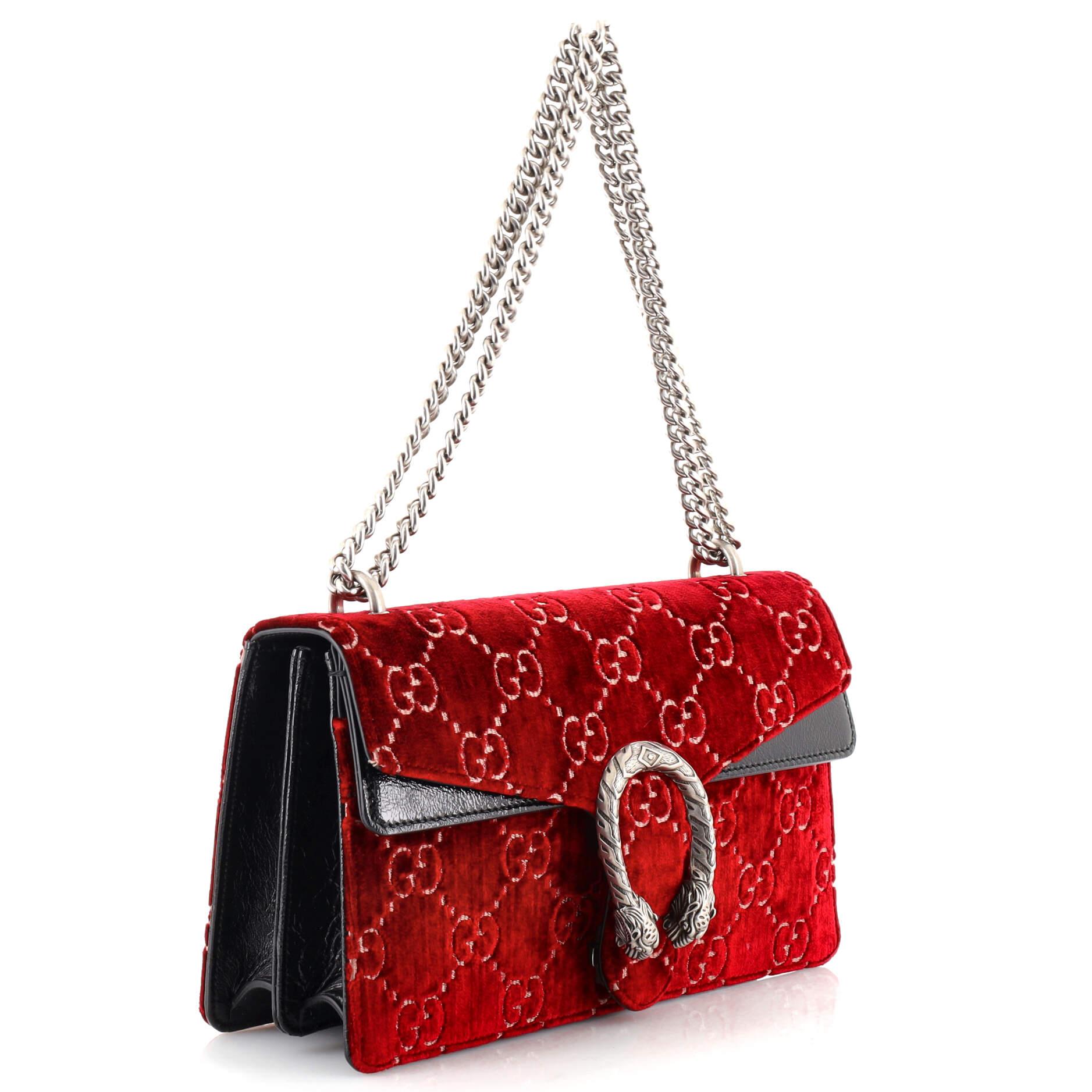 Red Gucci Dionysus Bag GG Velvet Small