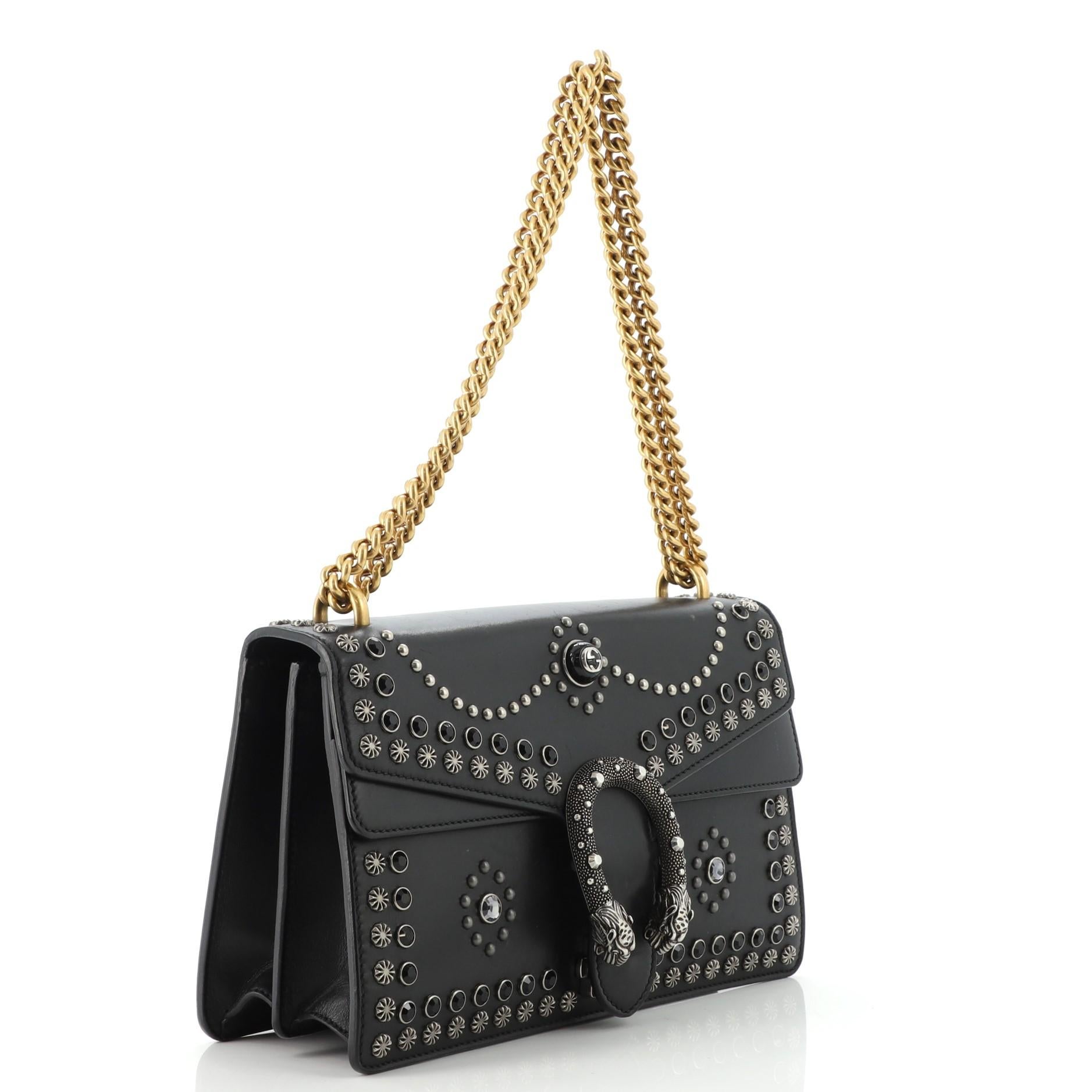 Gucci Dionysus Tasche Nietenleder klein (Schwarz)