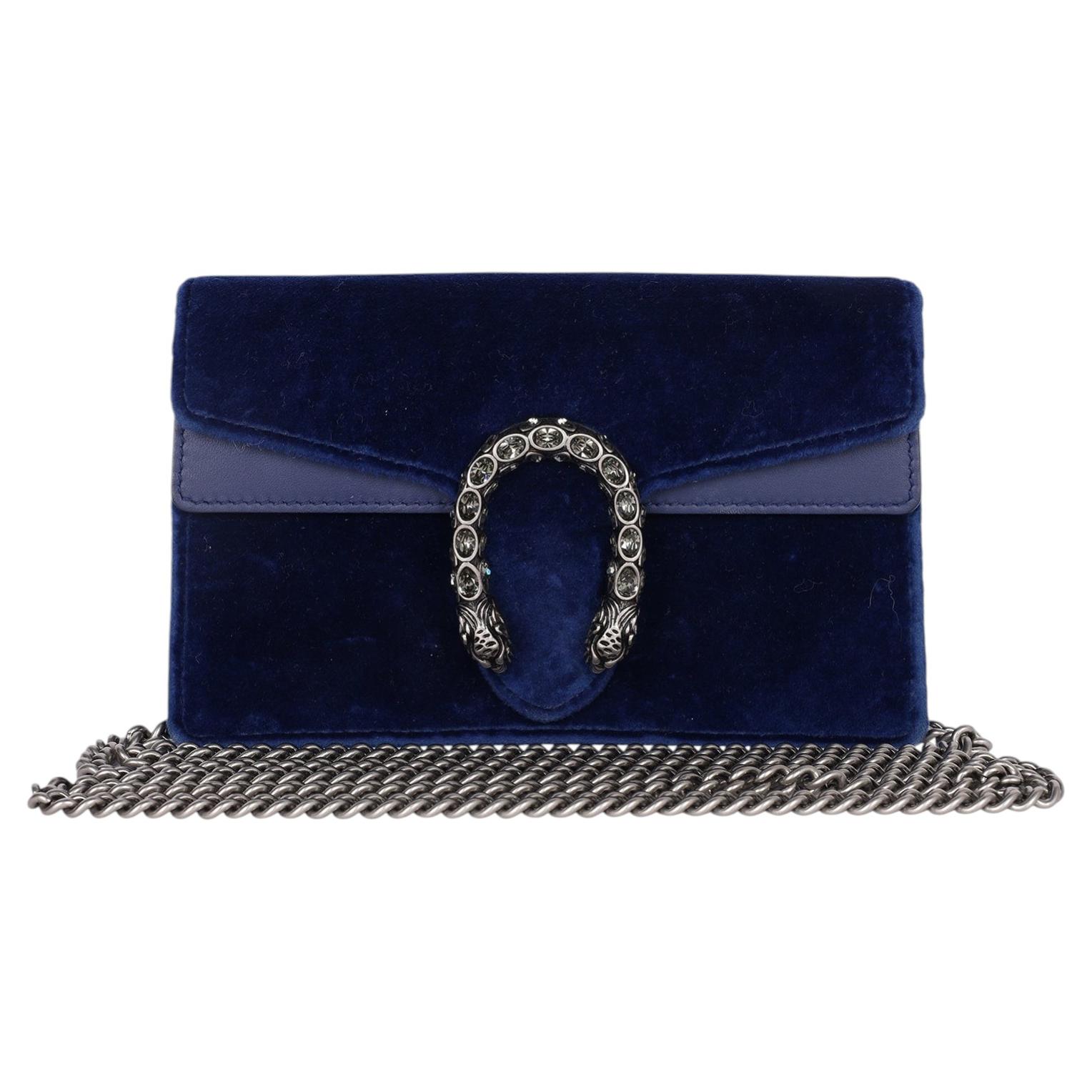 Bolso de hombro Gucci Velvet Super Mini Dionysus en azul, Mujer 2010s