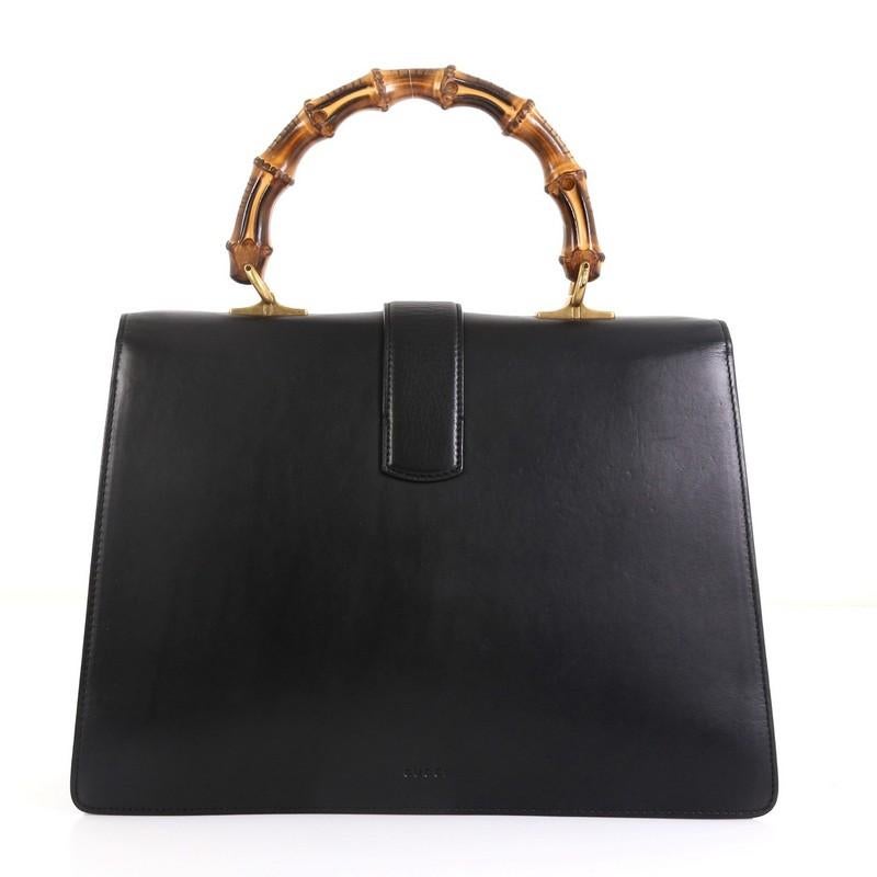 Black Gucci Dionysus Bamboo Top Handle Bag Colorblock Leather Large 