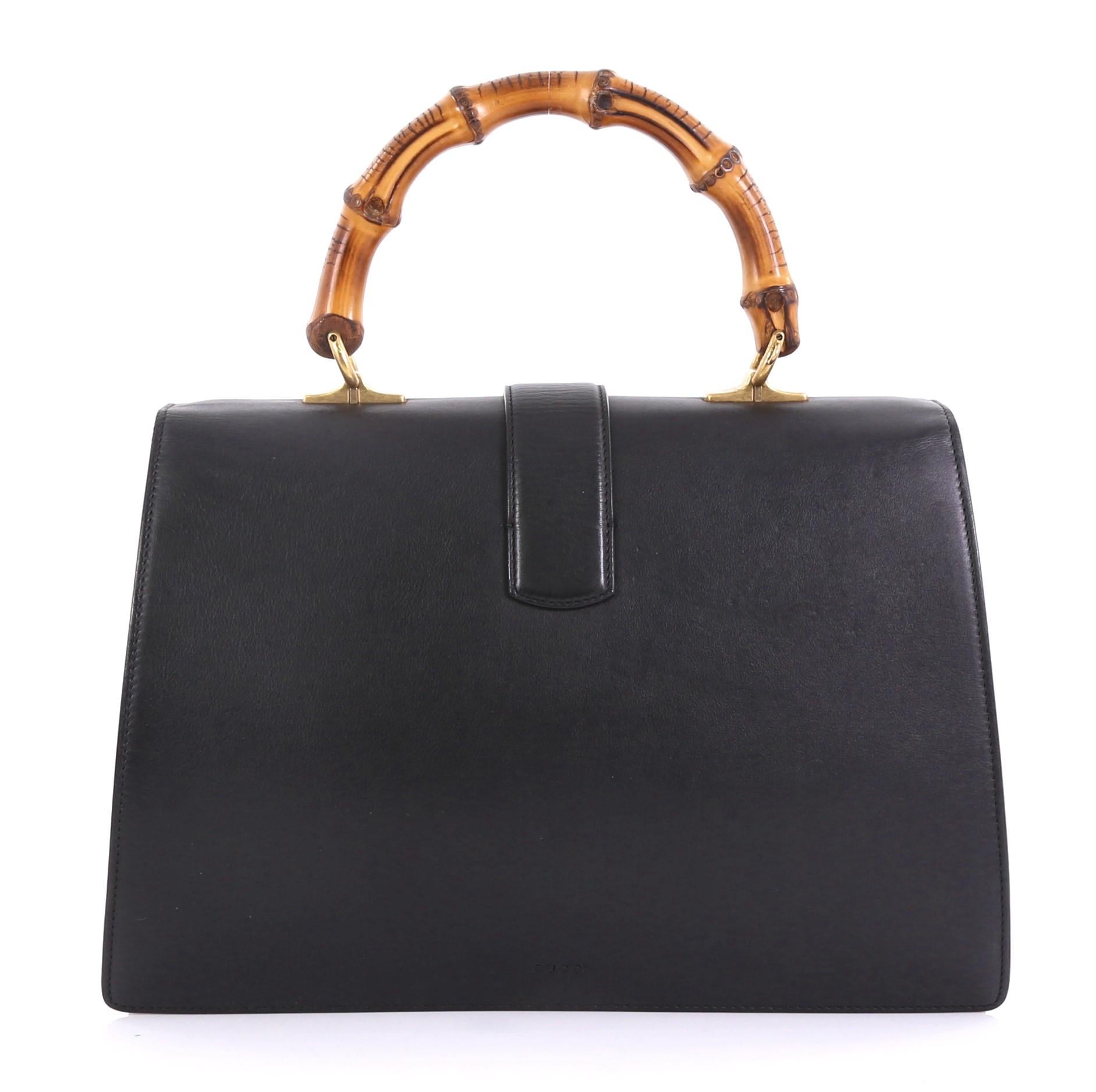 Black Gucci Dionysus Bamboo Top Handle Bag Colorblock Leather Large