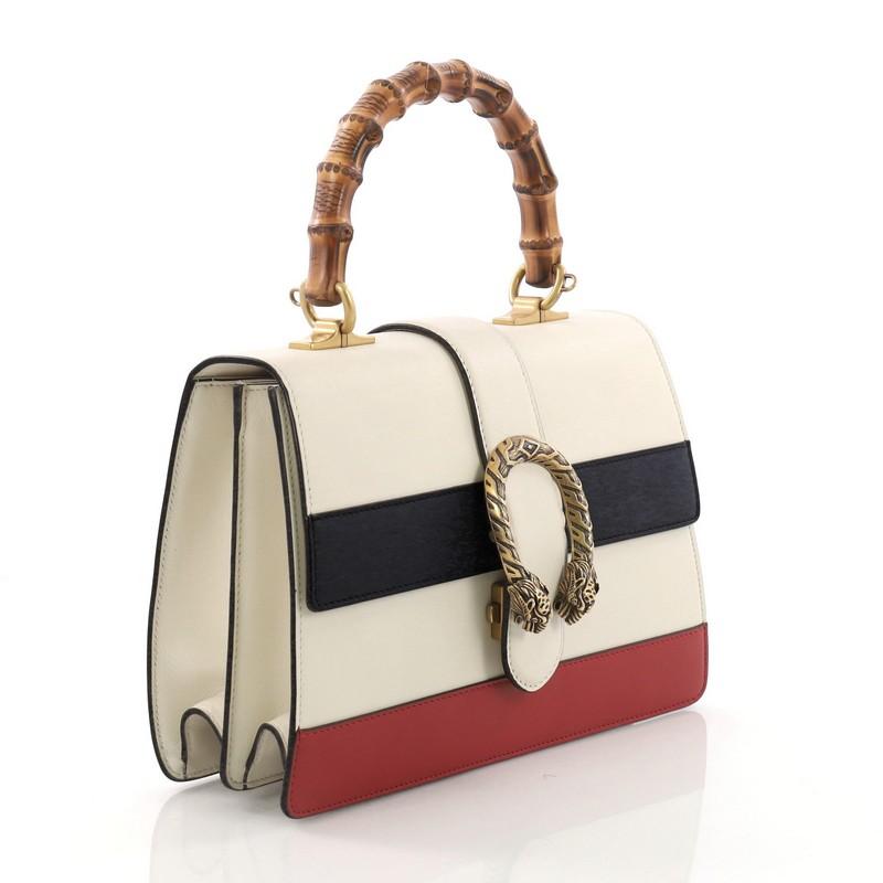 Beige Gucci Dionysus Bamboo Top Handle Bag Colorblock Leather Medium