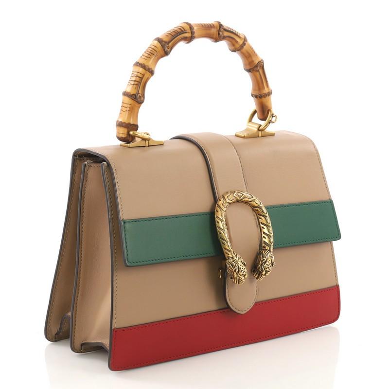 Brown Gucci Dionysus Bamboo Top Handle Bag Colorblock Leather Medium