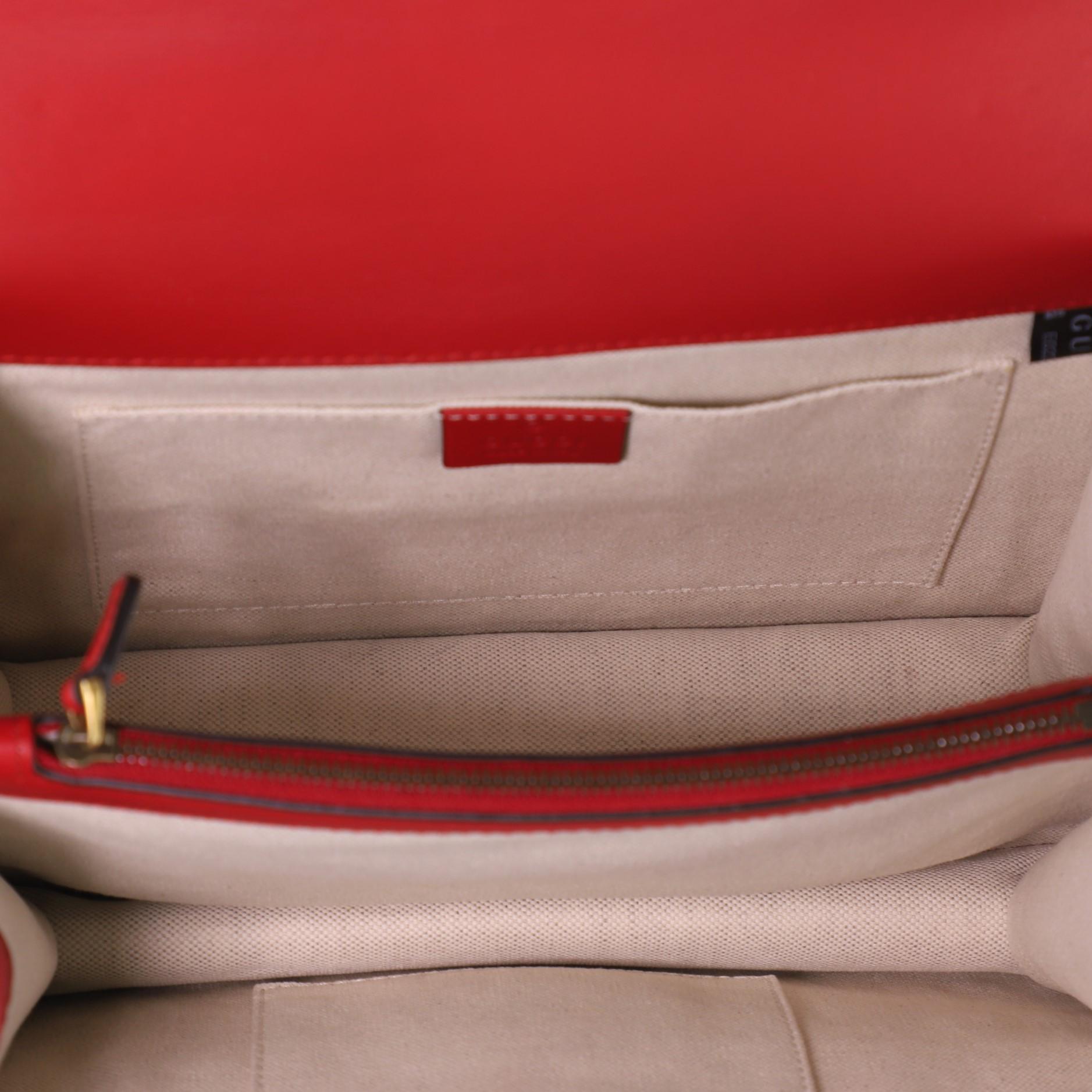 Red Gucci Dionysus Bamboo Top Handle Bag Colorblock Leather Medium